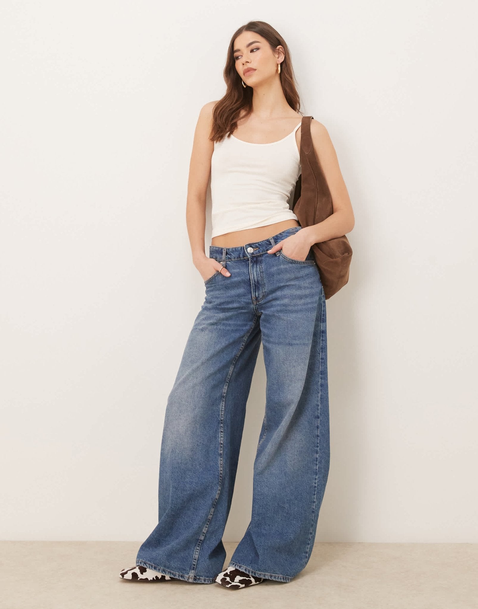 Gina Tricot jersey strappy cami top in cream - ASOS Sample Sale EU Store
