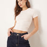 Gina Tricot short sleeve slim fit top in light pink