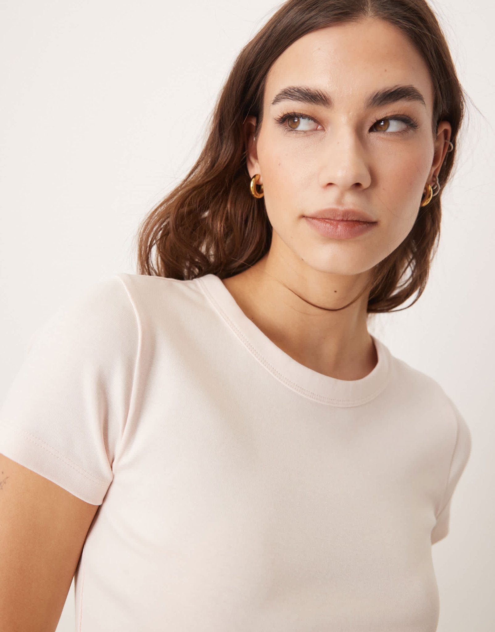 Gina Tricot short sleeve slim fit top in light pink - ASOS Sample Sale EU Store
