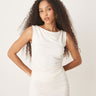 Gina Tricot Soft Touch jersey top with drape boat neck and ruched side detail in cream