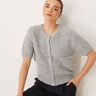 Gina Tricot supersoft textured knit short sleeve cardigan in grey melange
