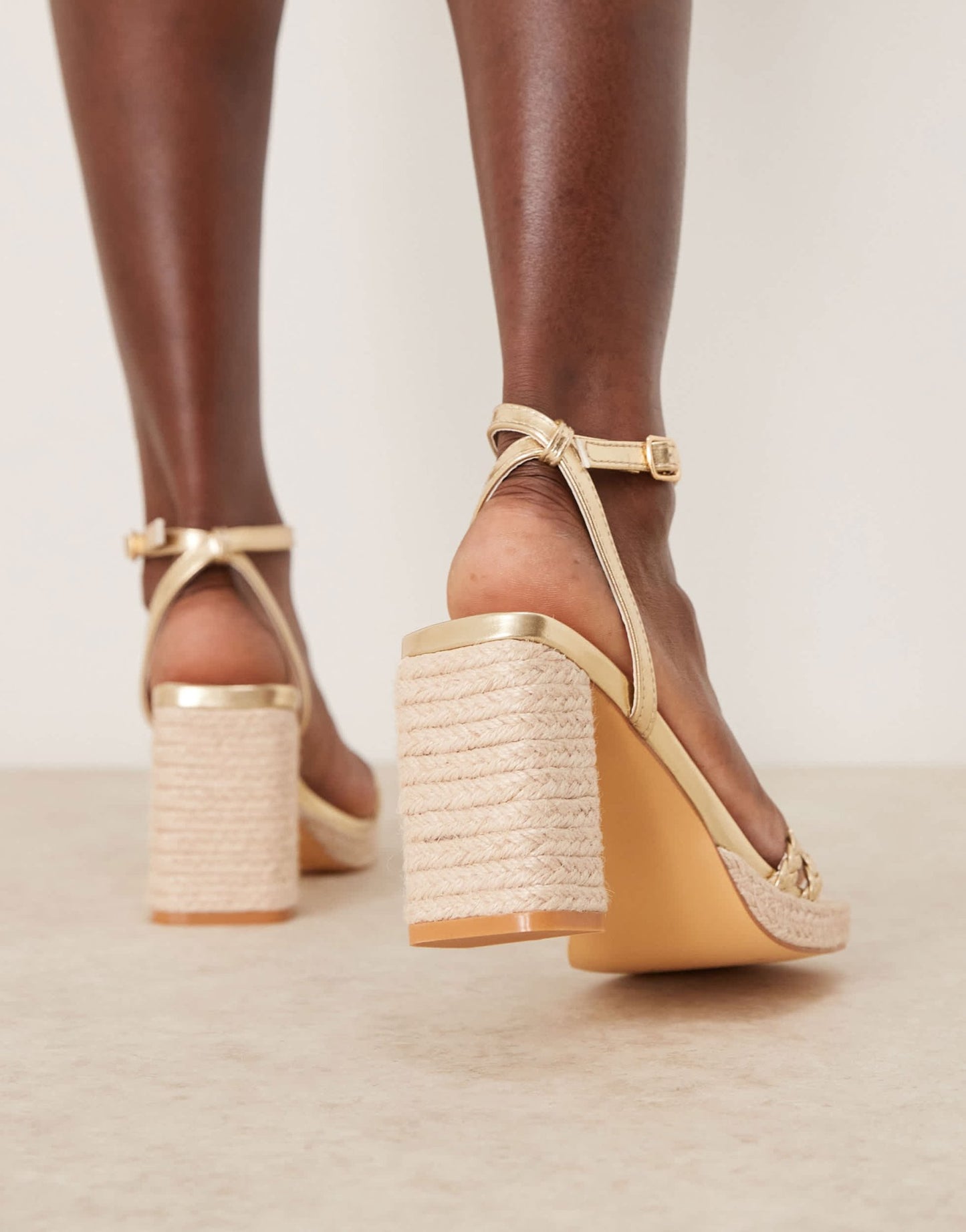 Glamorous braided espdrille heeled sandals in gold - ASOS Sample Sale EU Store