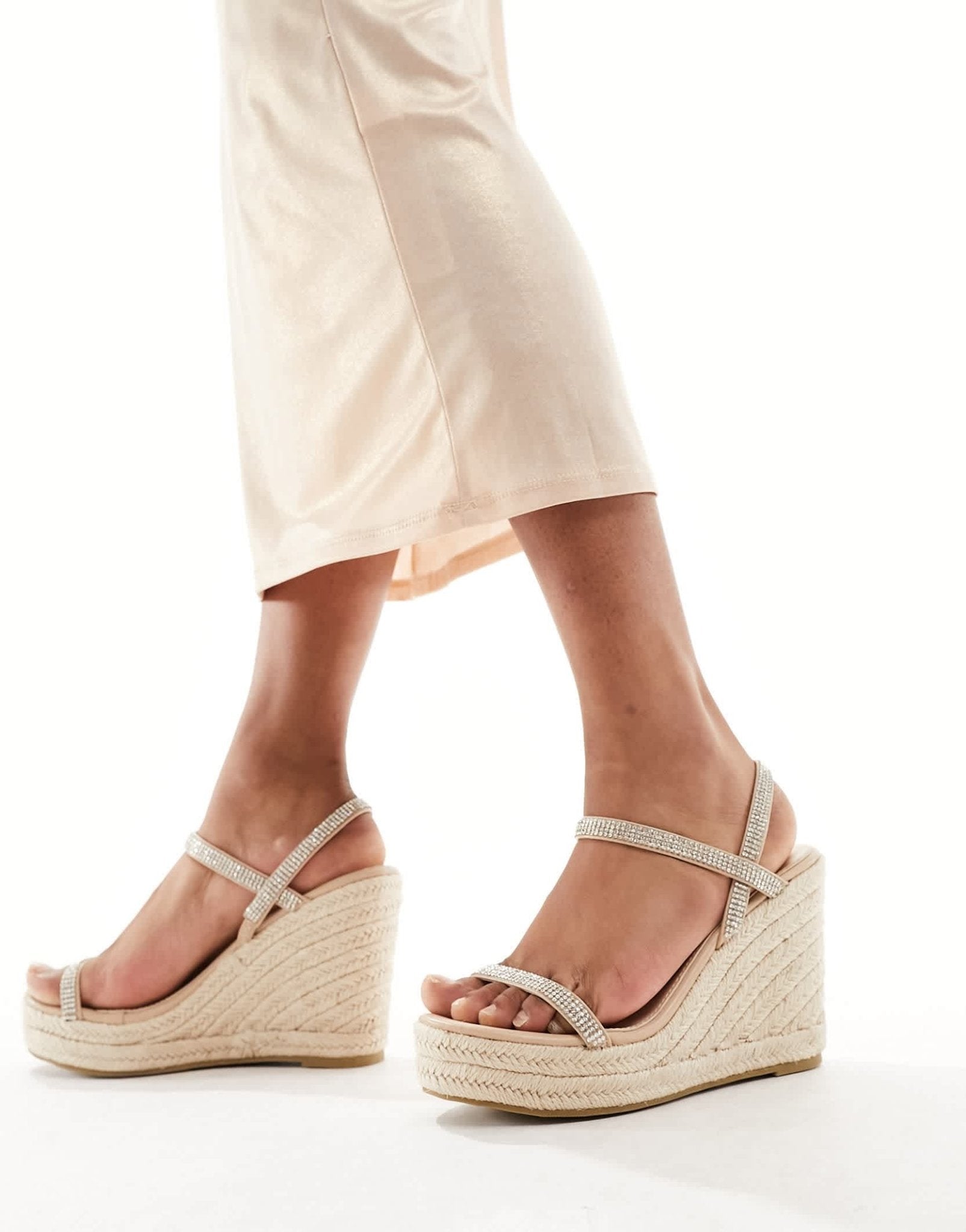 Glamorous espadilles wedge heeled sandals in silver diamante - ASOS Sample Sale EU Store