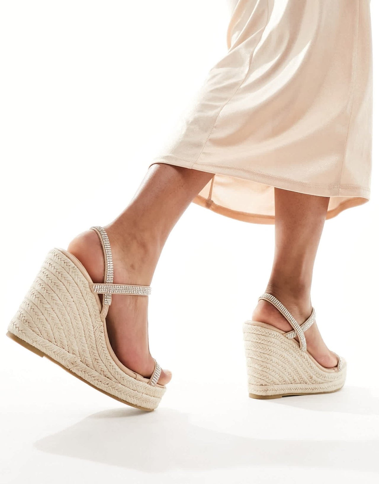 Glamorous espadilles wedge heeled sandals in silver diamante - ASOS Sample Sale EU Store