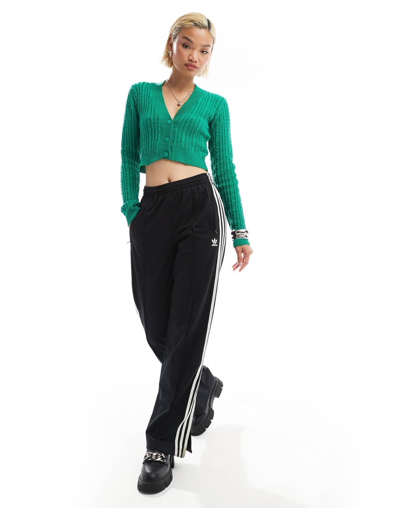 Glamorous fitted cable knit cardigan in green - ASOS Sample Sale EU Store