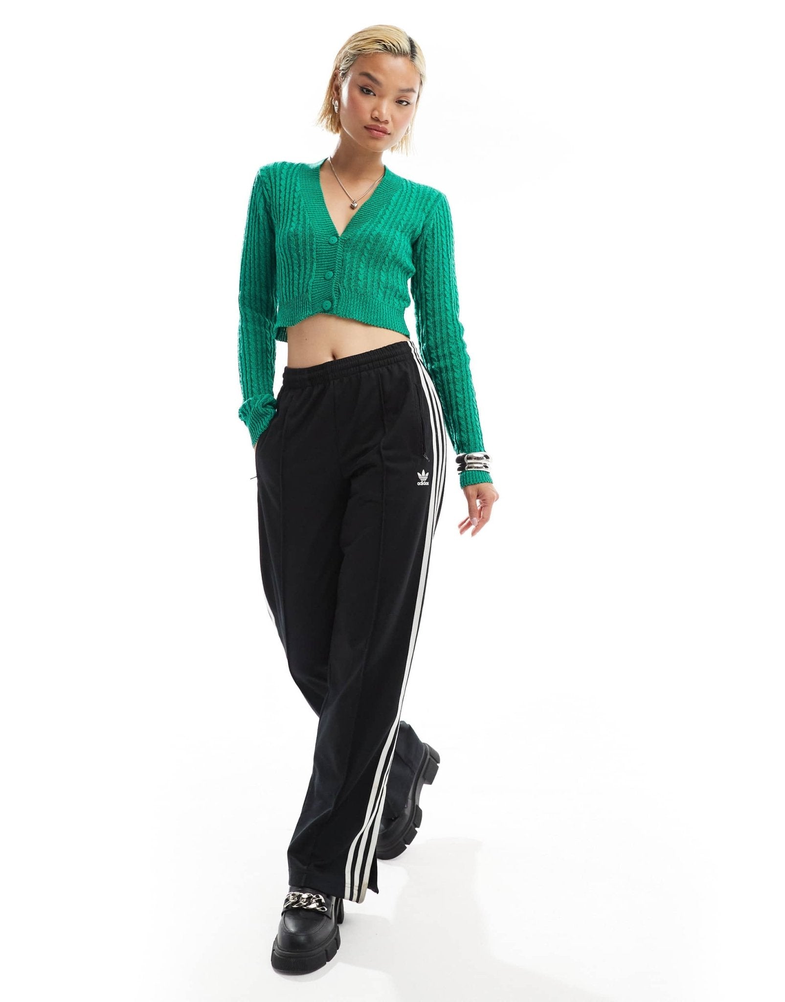 Glamorous fitted cable knit cardigan in green - ASOS Sample Sale EU Store