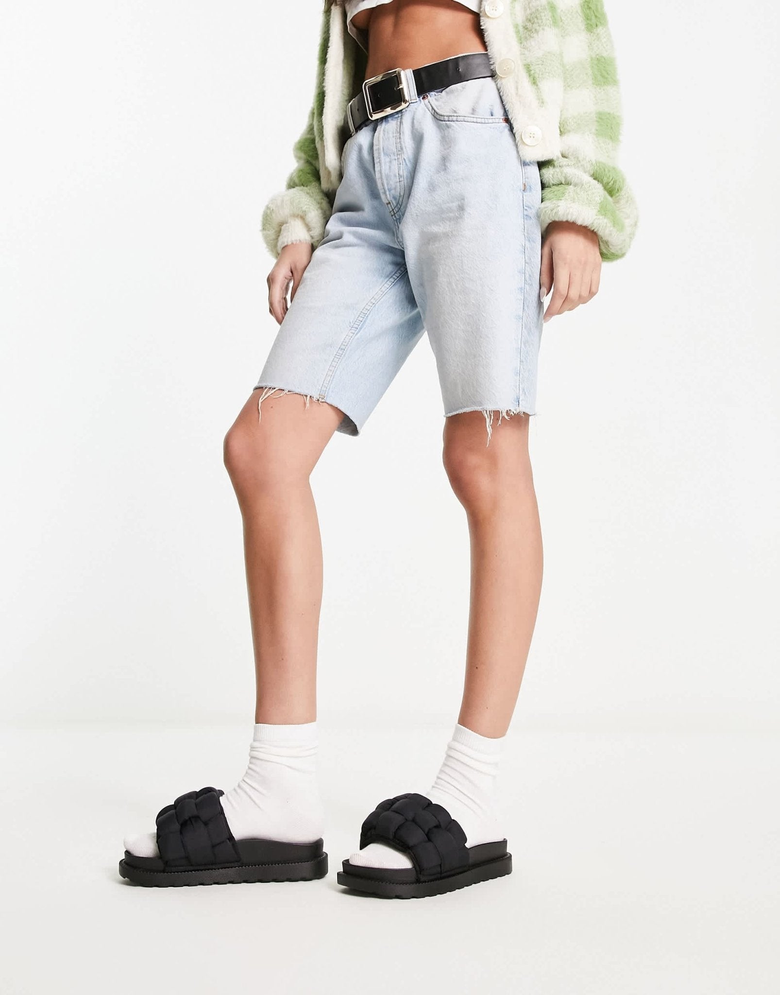 Glamorous padded weave slides in black - ASOS Sample Sale EU Store