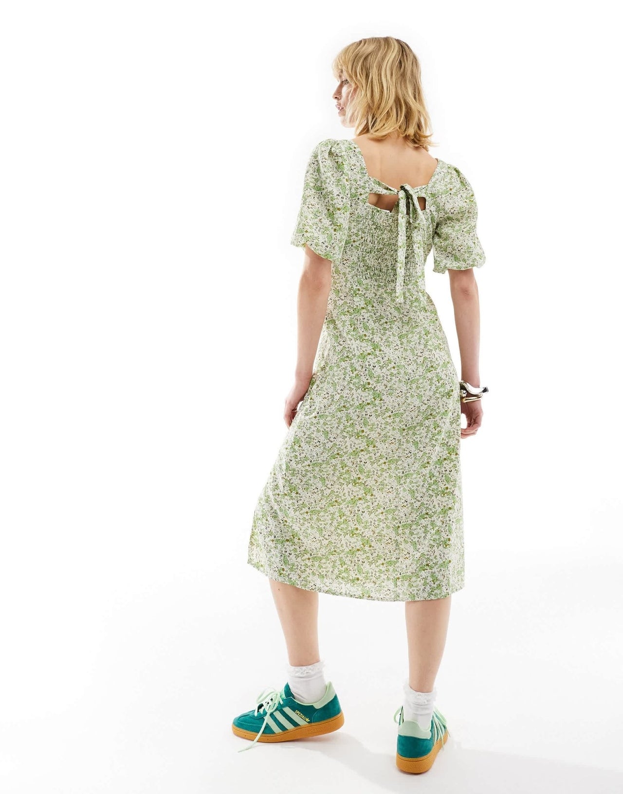 Glamorous square neck midi tea dress in cream floral scribble print - ASOS Sample Sale EU Store