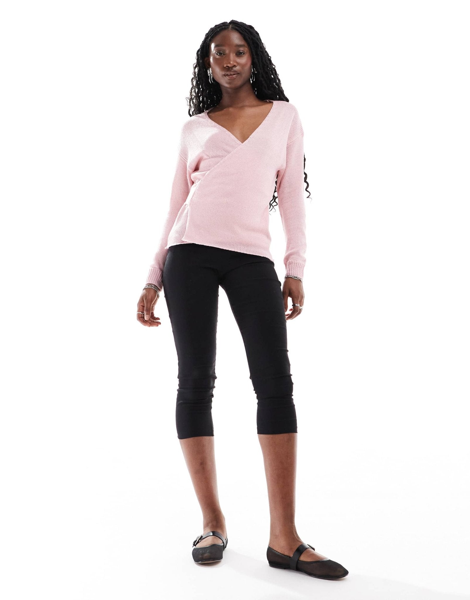 Glamorous wrap front jumper in baby pink knit - ASOS Sample Sale EU Store
