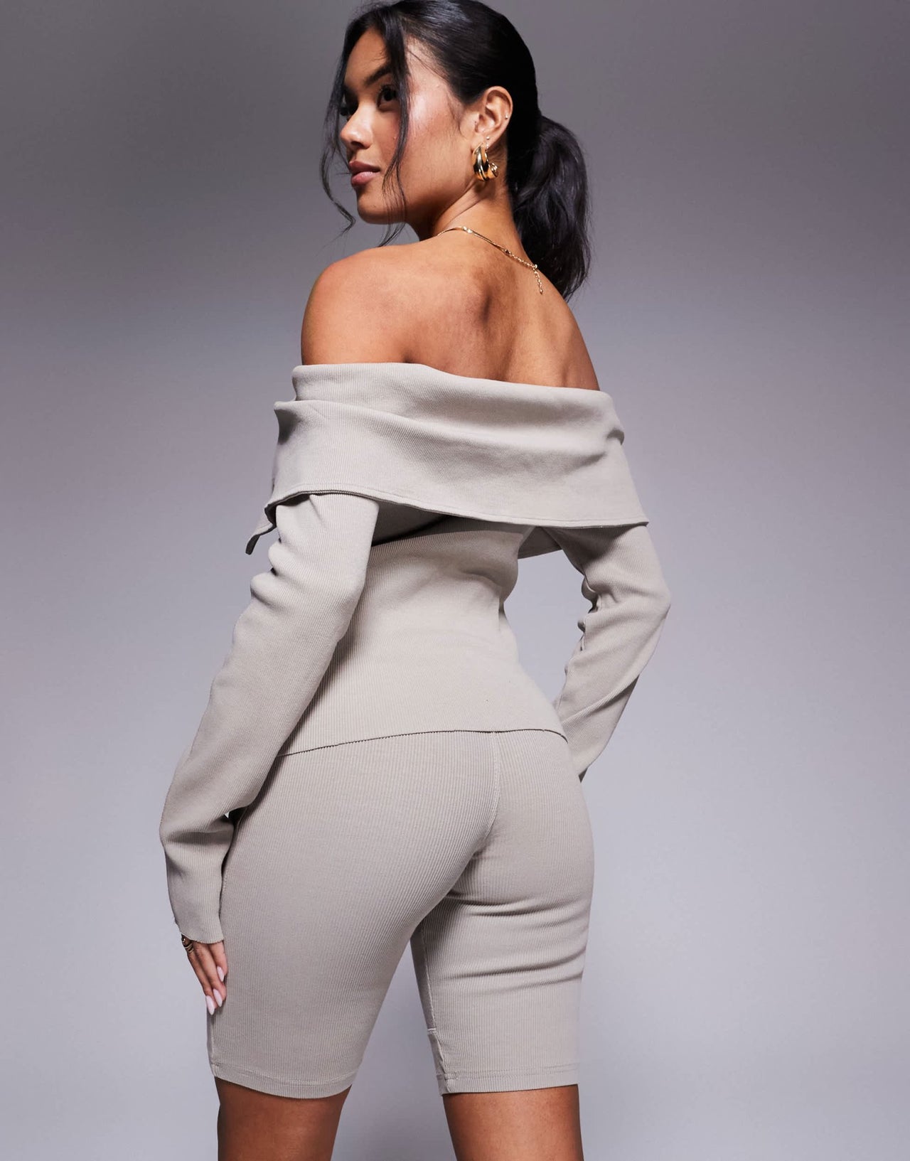 Good For Nothing co - ord ribbed legging shorts in beige - ASOS Sample Sale EU Store