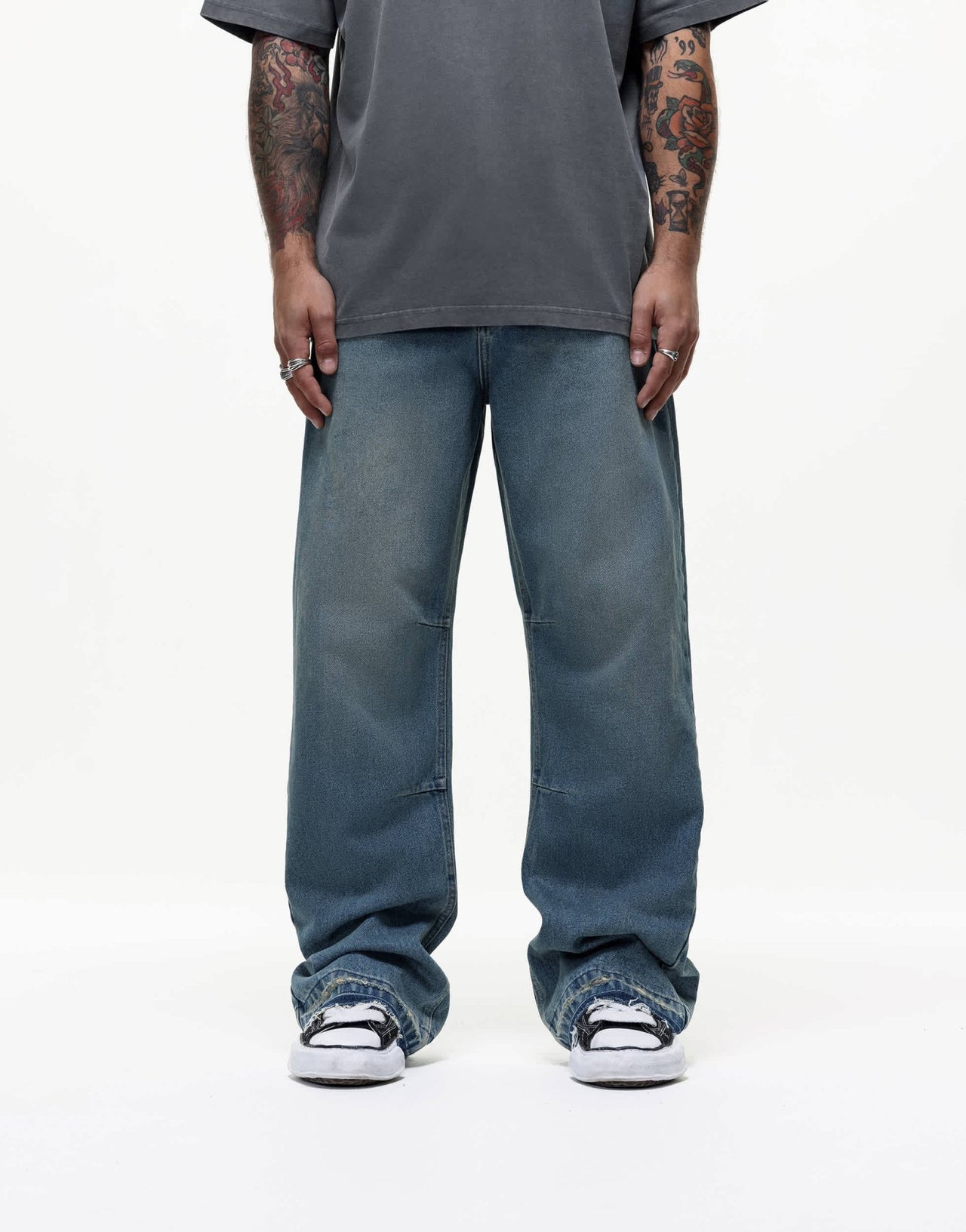 Good For Nothing jeans with raw hem in antique blue wash - ASOS Sample Sale EU Store