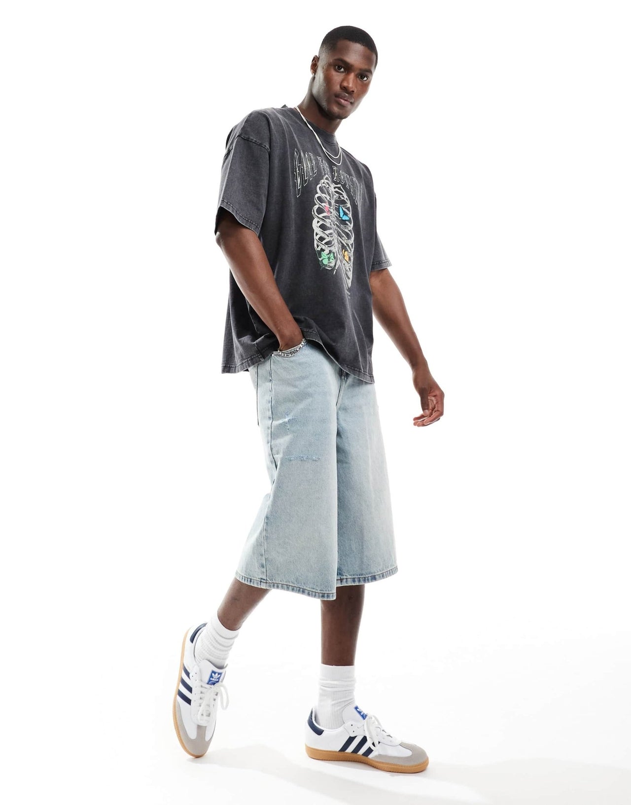 Good for Nothing oversized washed t-shirt with rib chest print in grey - ASOS Sample Sale EU Store