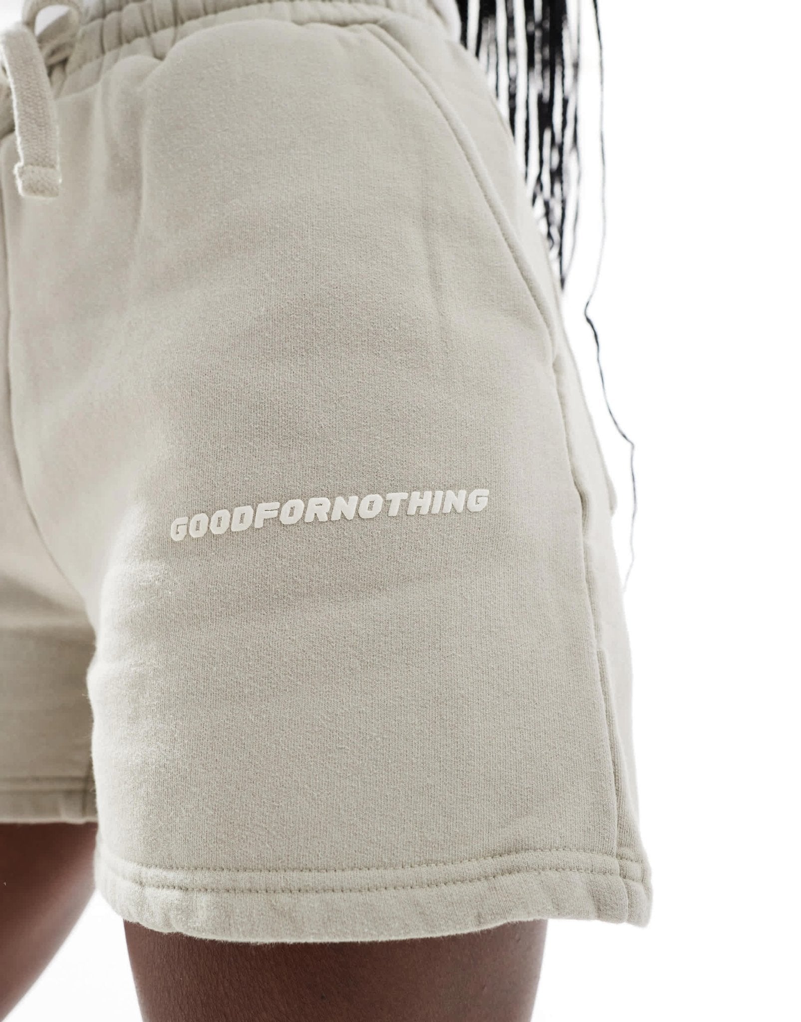 Good For Nothing washed logo jersey shorts in beige - ASOS Sample Sale EU Store