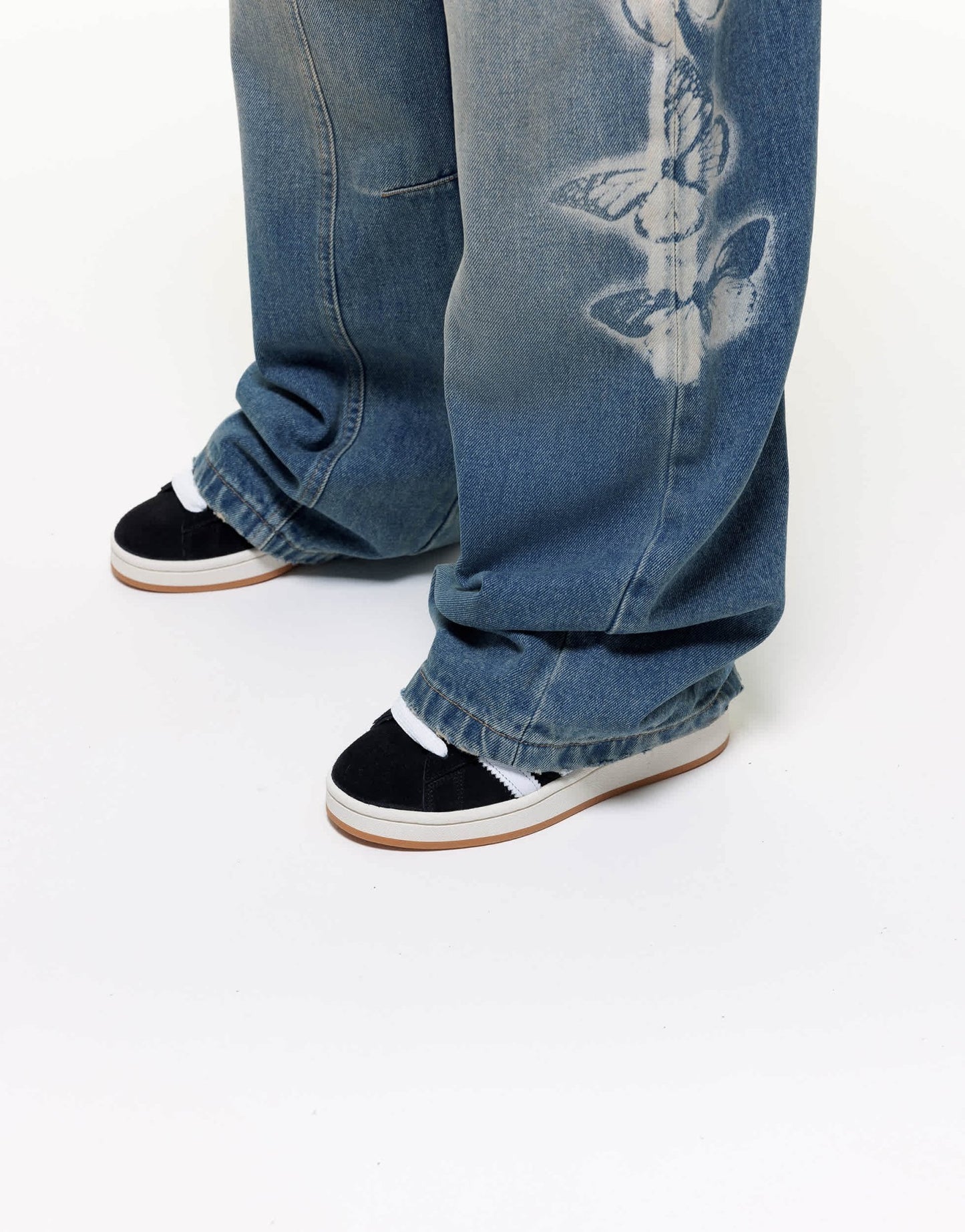 Good For Nothing wide leg jeans with butterfly stamp detail in blue - ASOS Sample Sale EU Store