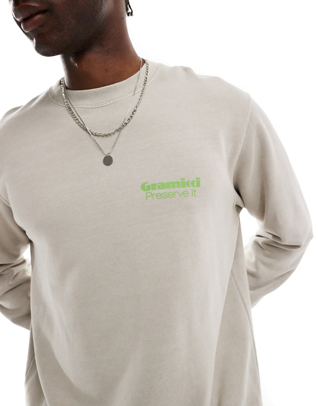 Gramicci preserve it graphic sweatshirt in pigment oat - ASOS Sample Sale EU Store