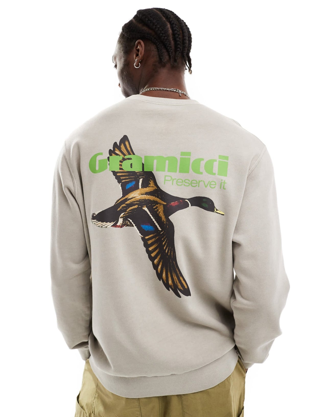 Gramicci preserve it graphic sweatshirt in pigment oat - ASOS Sample Sale EU Store