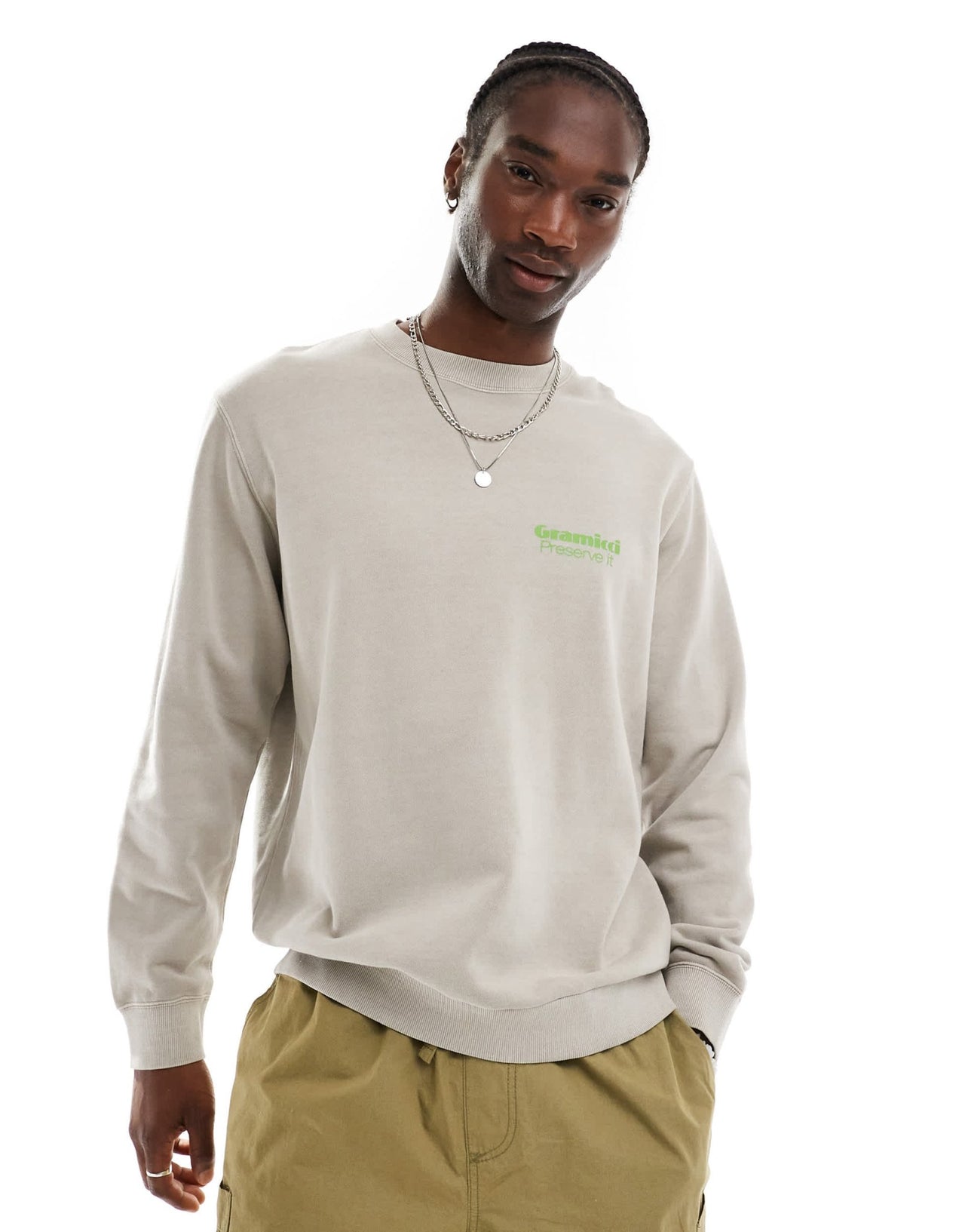 Gramicci preserve it graphic sweatshirt in pigment oat - ASOS Sample Sale EU Store