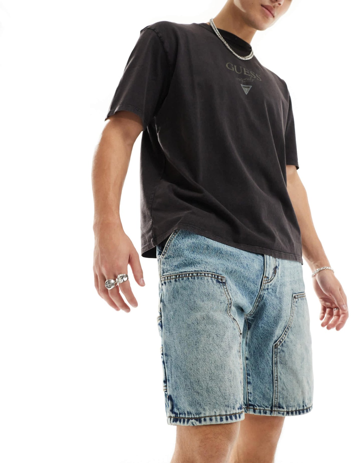 Guess Originals denim carpenter shorts in midwash blue - ASOS Sample Sale EU Store