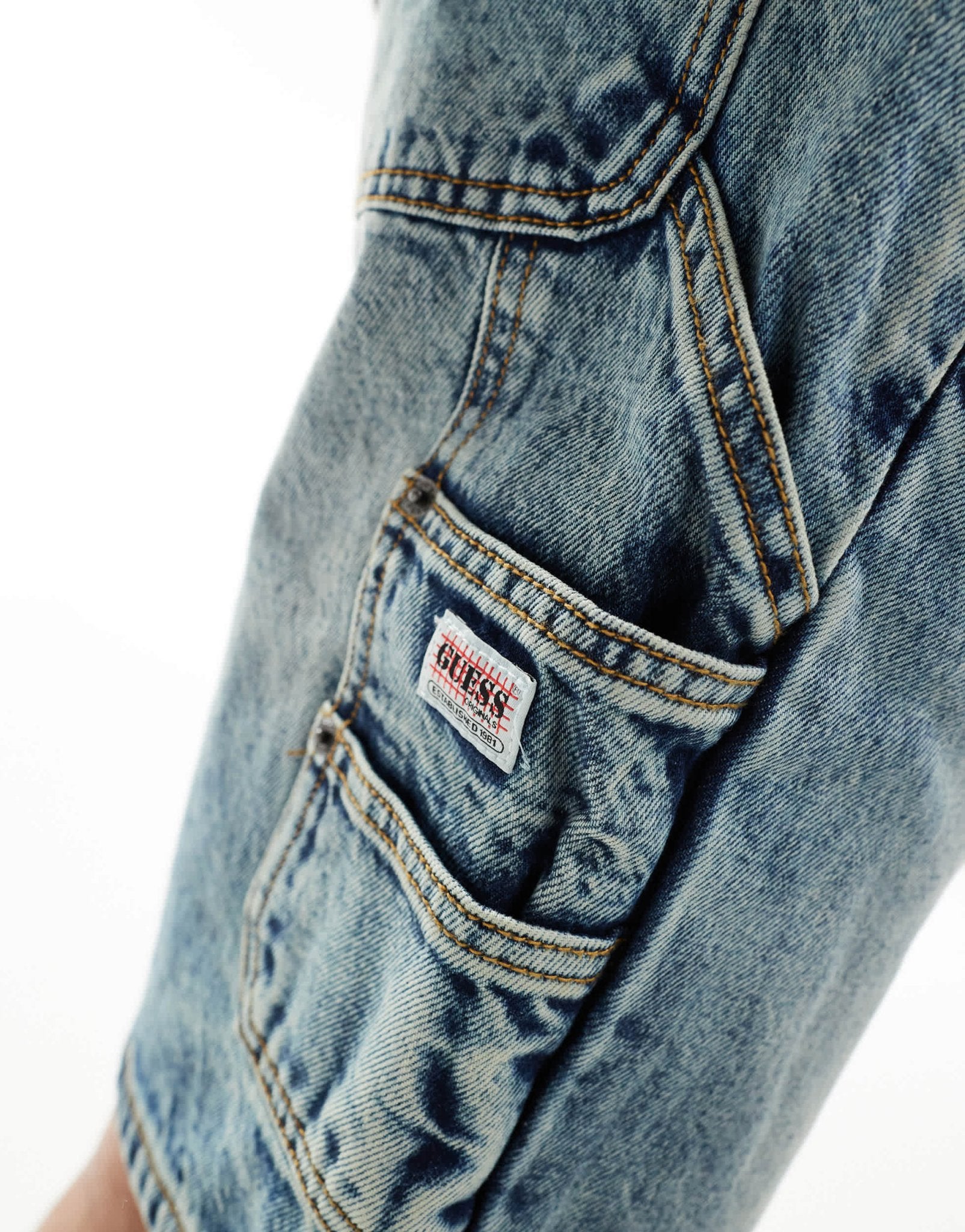 Guess Originals denim carpenter shorts in midwash blue - ASOS Sample Sale EU Store