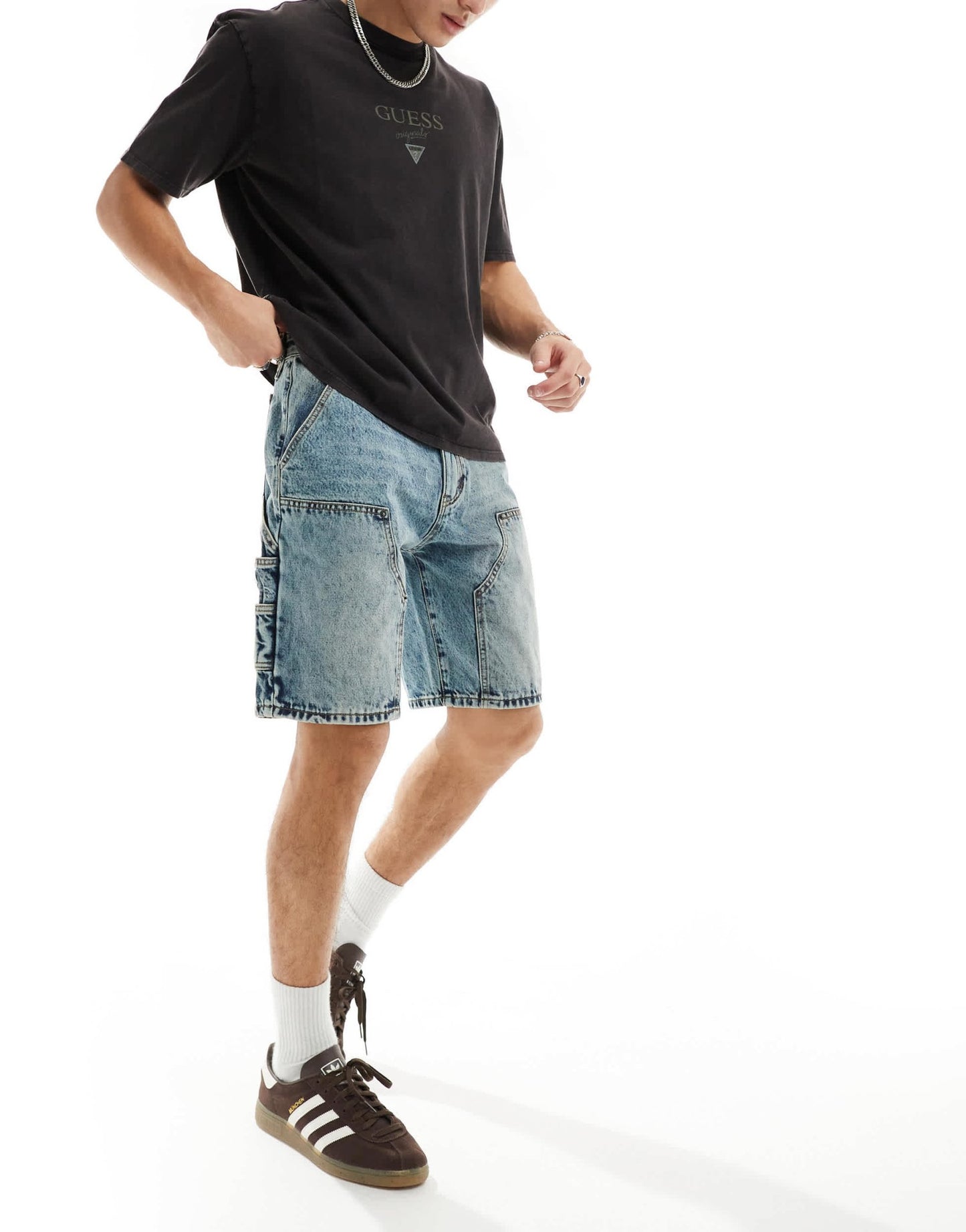 Guess Originals denim carpenter shorts in midwash blue - ASOS Sample Sale EU Store