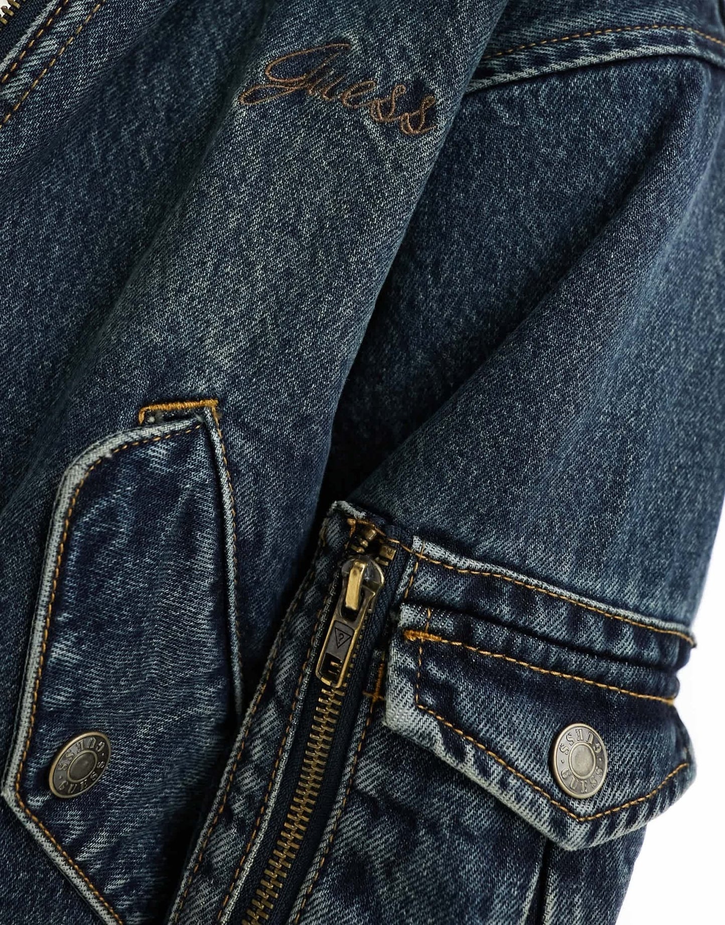 Guess Originals fur denim bomber jacket in blue - ASOS Sample Sale EU Store