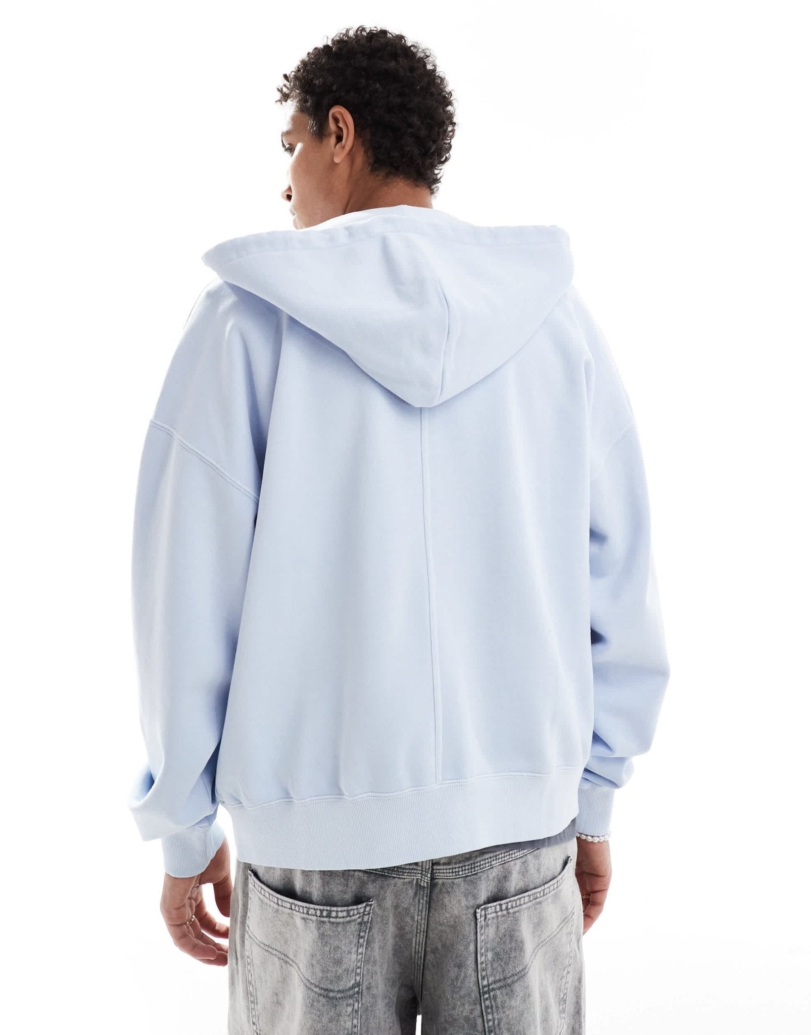 Guess Originals unisex stacked logo zip through hoodie in light blue - ASOS Sample Sale EU Store
