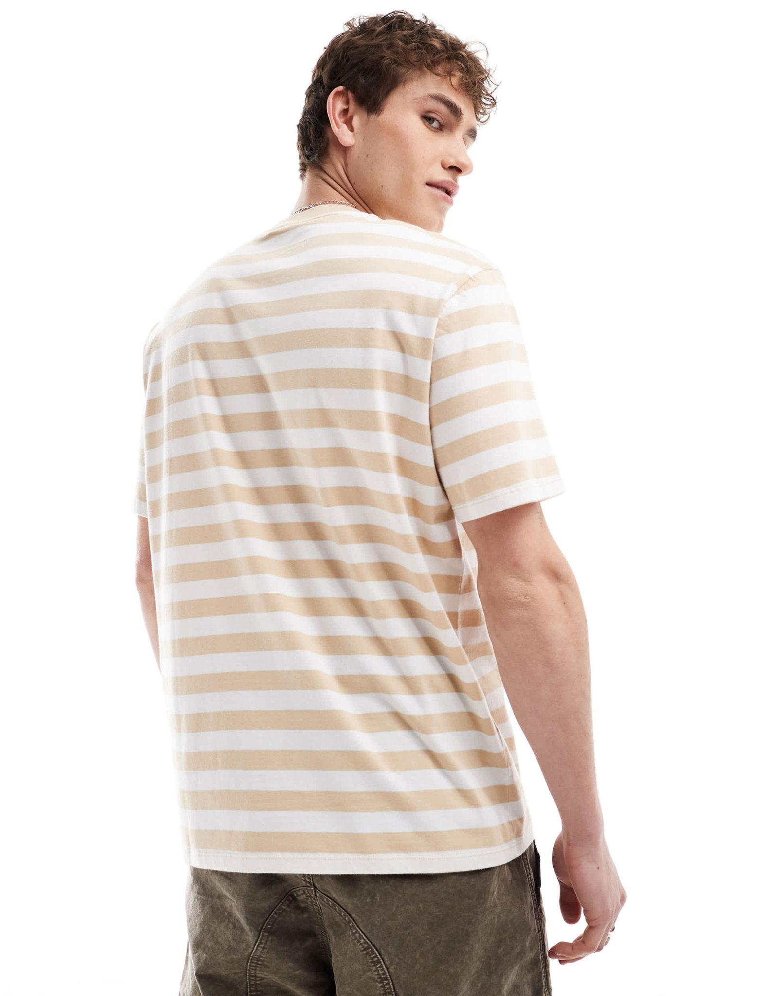 Guess Originals unisex striped t-shirt in beige and white - ASOS Sample Sale EU Store