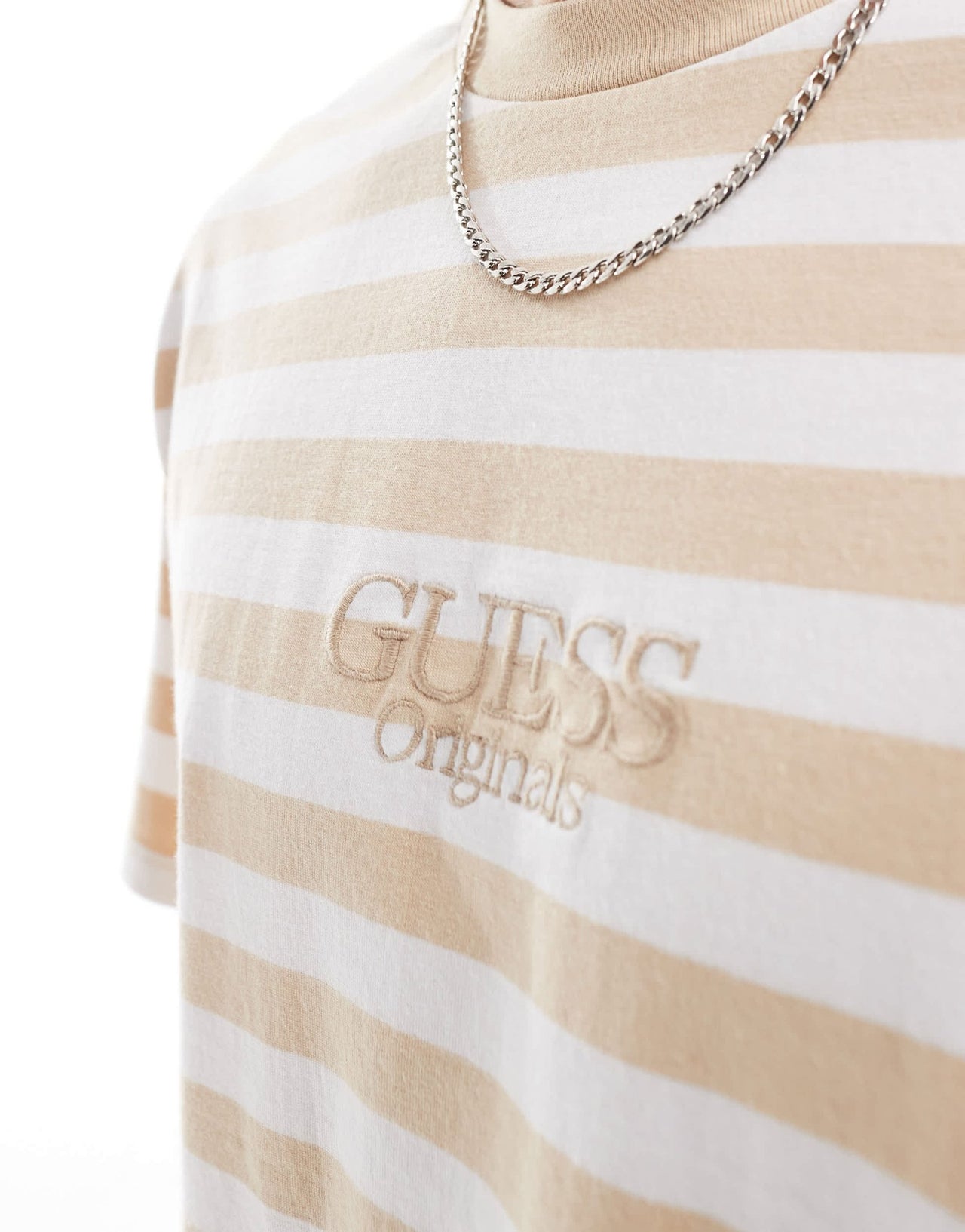 Guess Originals unisex striped t-shirt in beige and white - ASOS Sample Sale EU Store