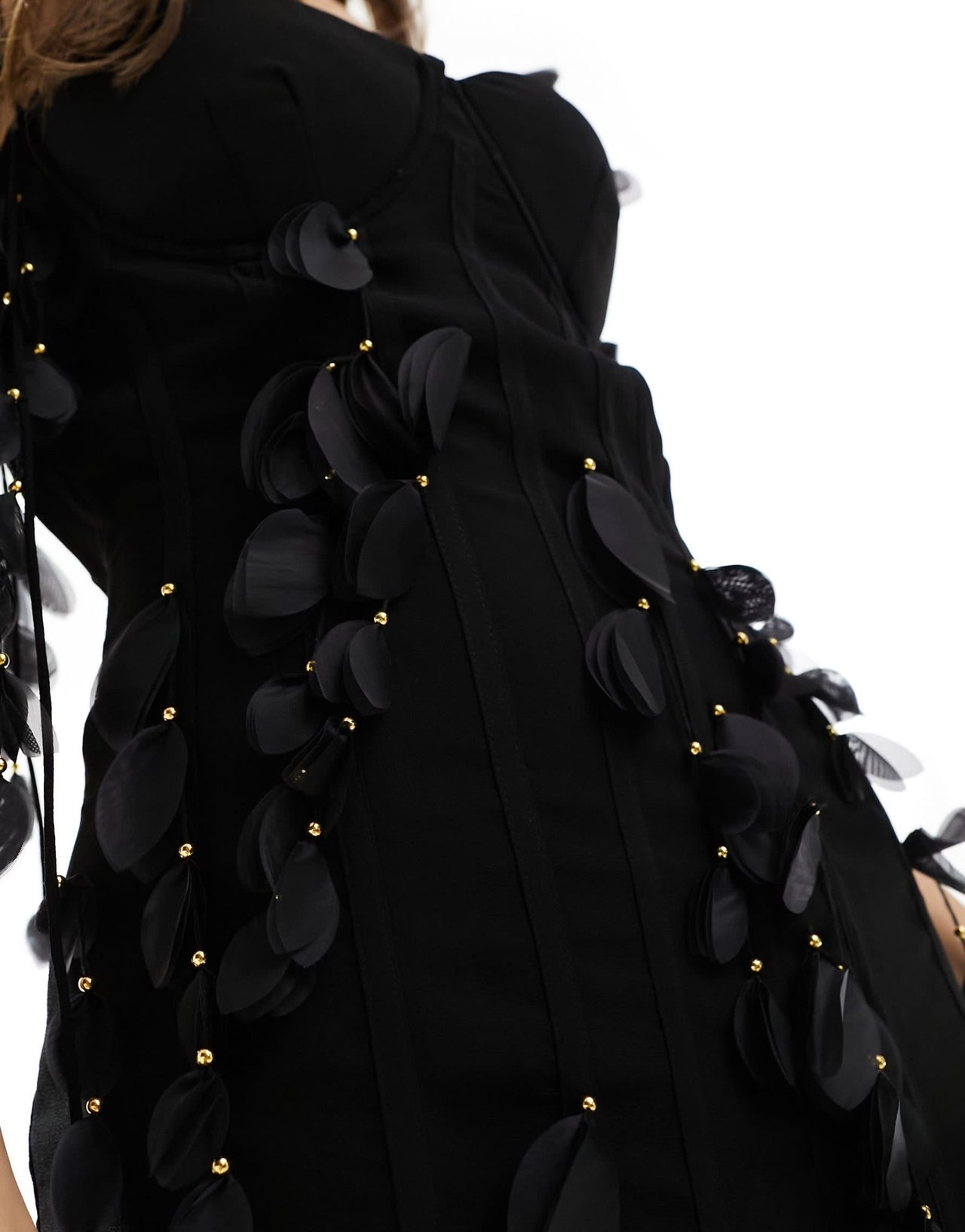 Heiress Beverly Hills premium linen corset petal detail mini dress in black - ASOS Sample Sale EU Store