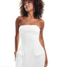 Heiress Beverly Hills premium structured bandeau pocket detail a-line mini dress in white