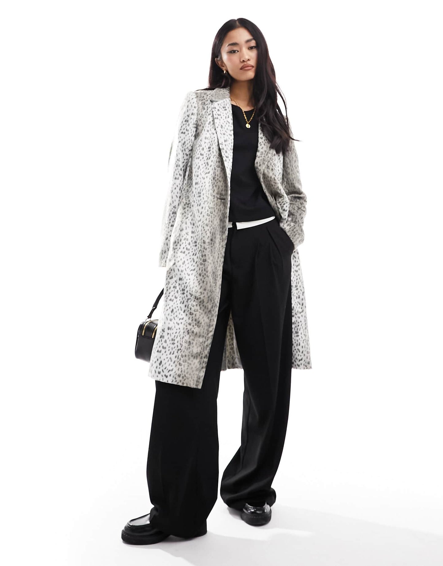 Helene Berman faux leather college coat in snow leopard - ASOS Sample Sale EU Store