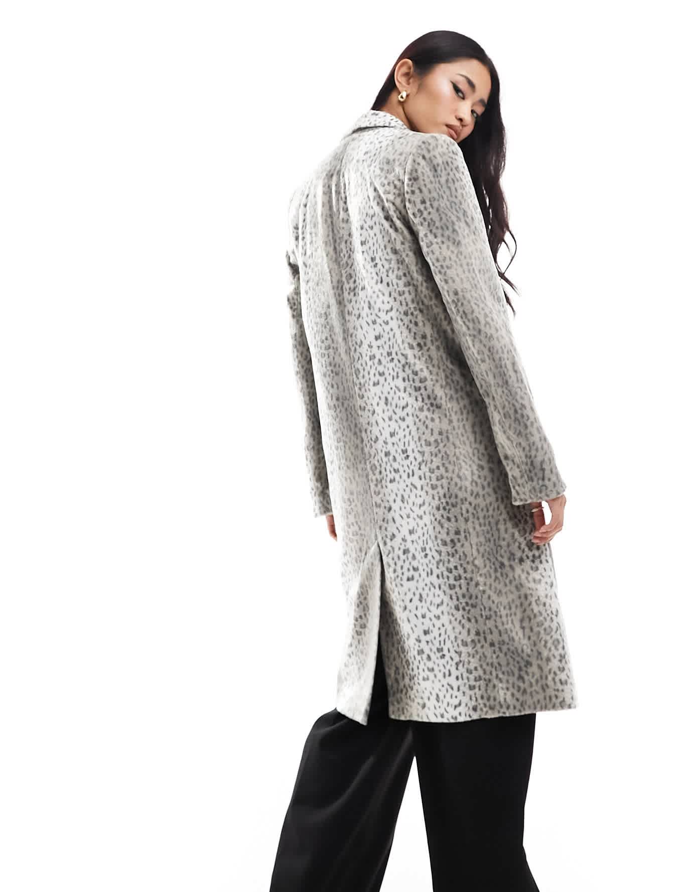 Helene Berman faux leather college coat in snow leopard - ASOS Sample Sale EU Store