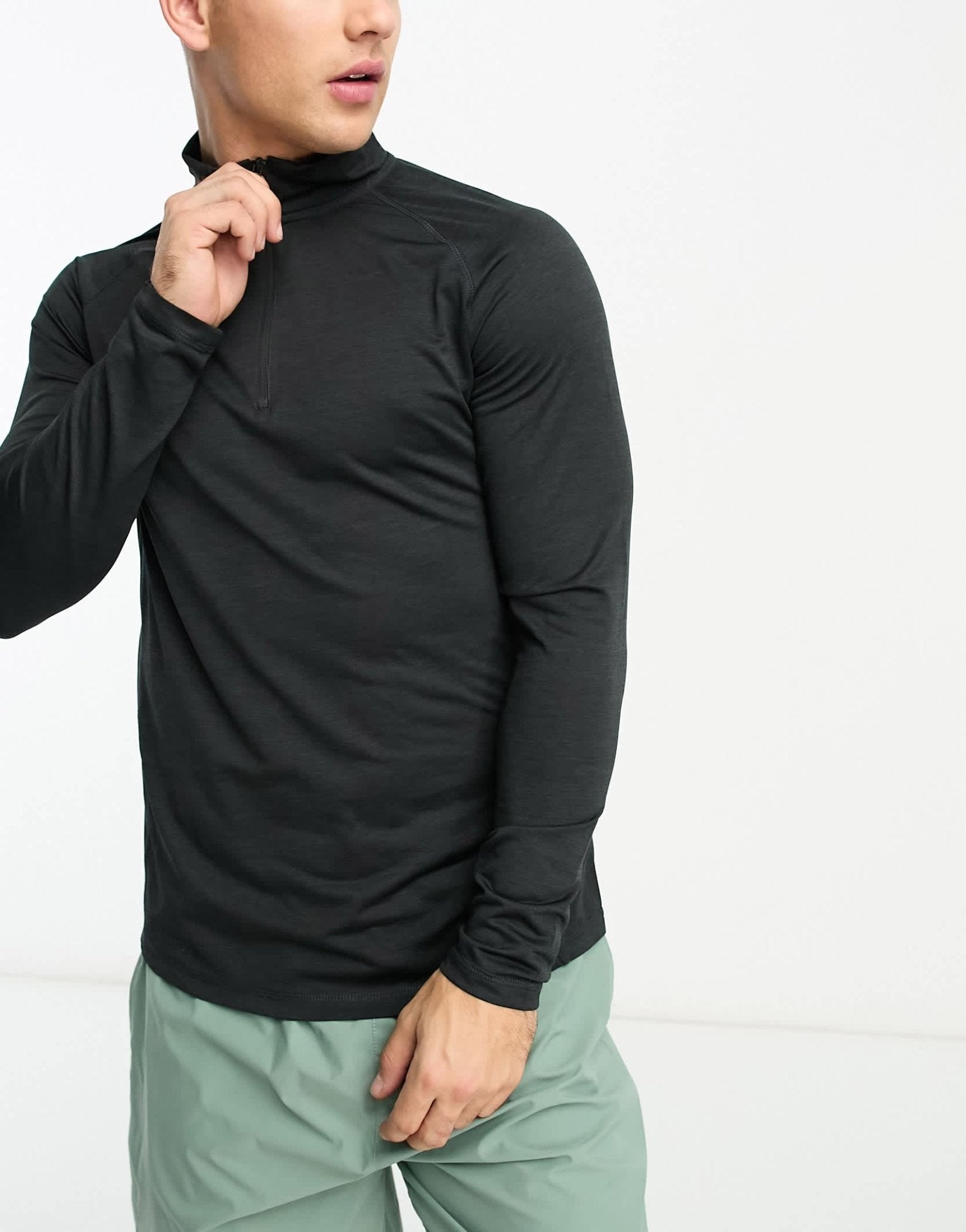 HIIT long sleeve training top with 1/4 zip in black marl - ASOS Sample Sale EU Store