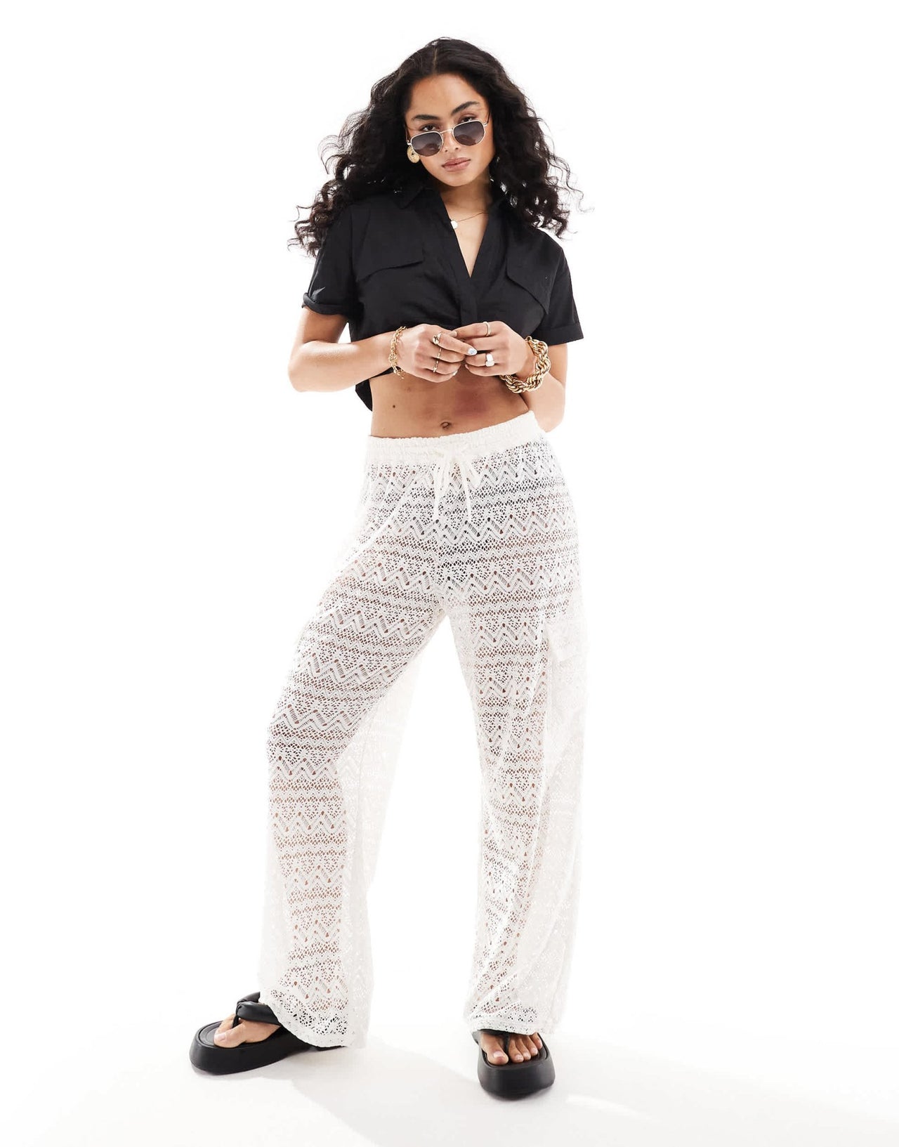 Hollister lace cover up cargo trouser in white - ASOS Sample Sale EU Store