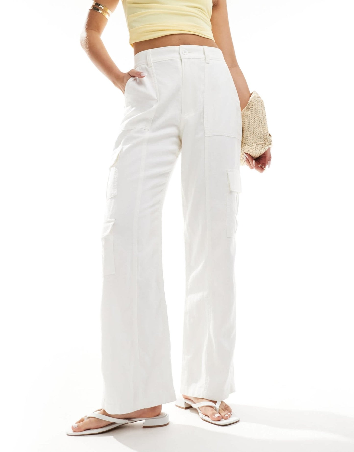 Hollister linen cargo trouser in white - ASOS Sample Sale EU Store