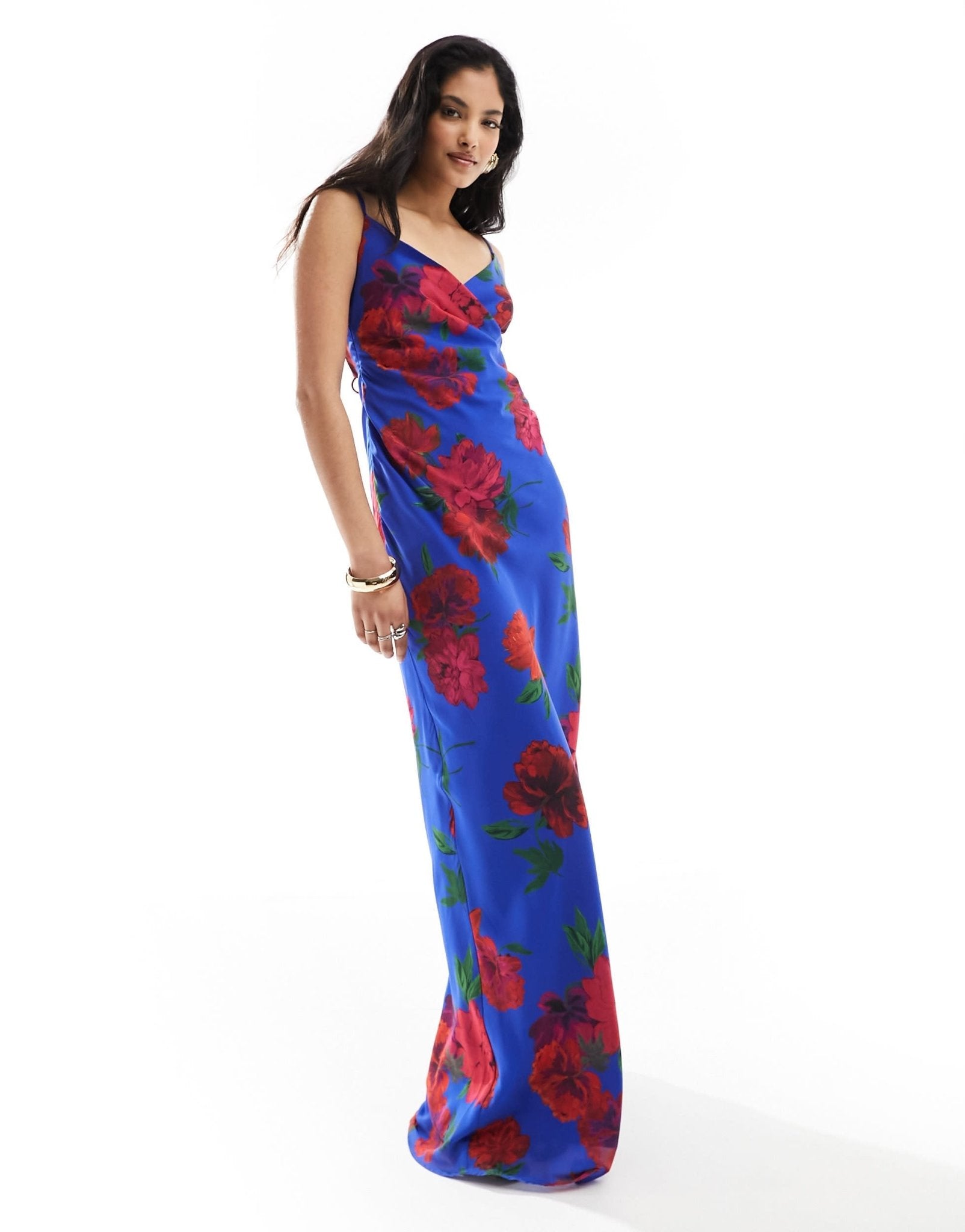 Hope & Ivy cami maxi slip dress in bold blue floral - ASOS Sample Sale EU Store
