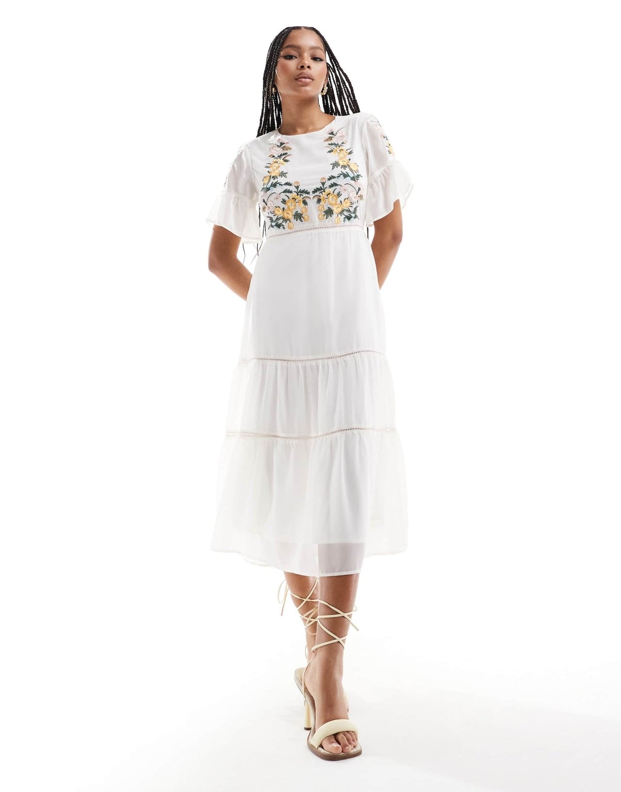 Hope & Ivy maxi dress with embroidery in cream - ASOS Sample Sale EU Store