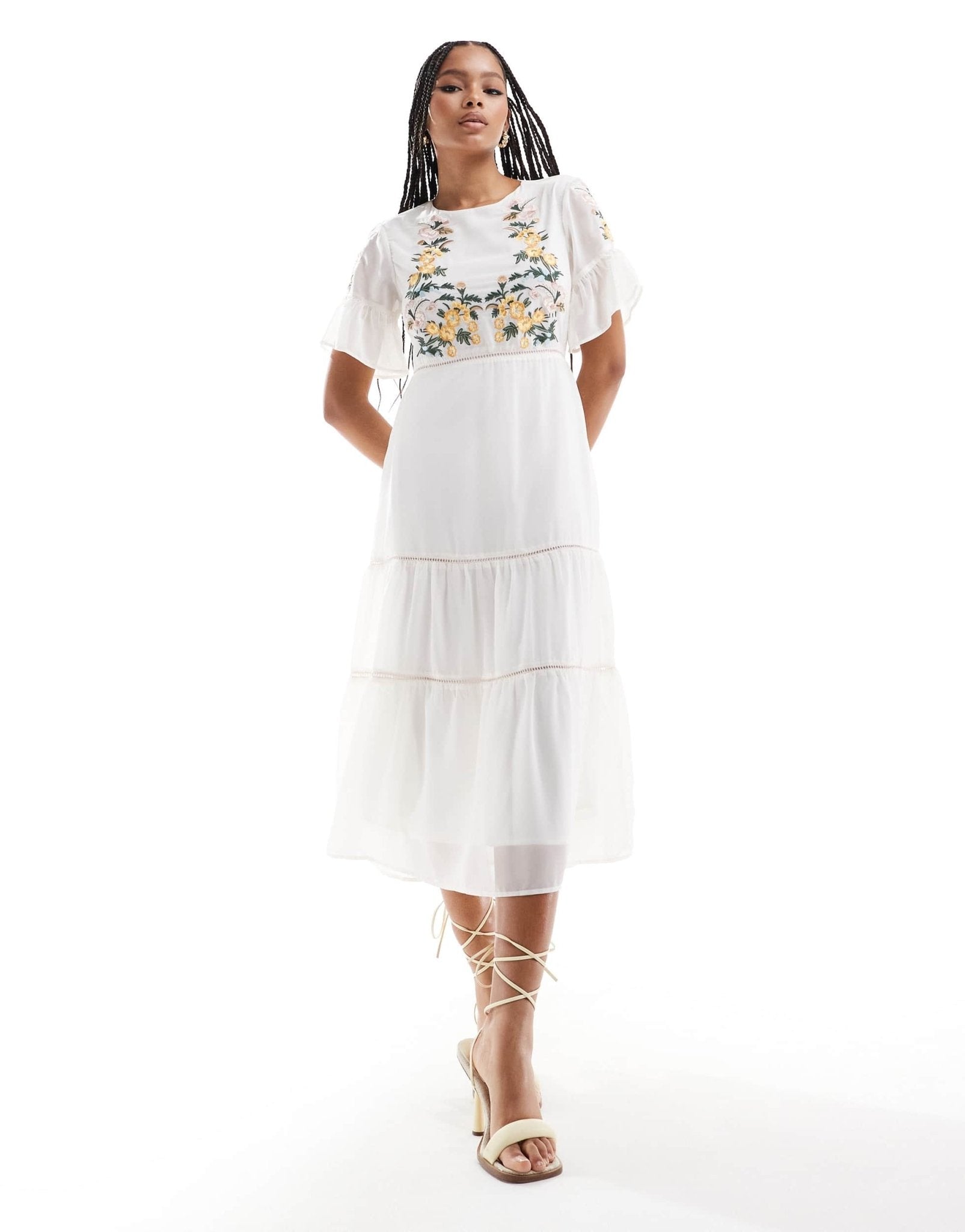 Hope & Ivy maxi dress with embroidery in cream - ASOS Sample Sale EU Store