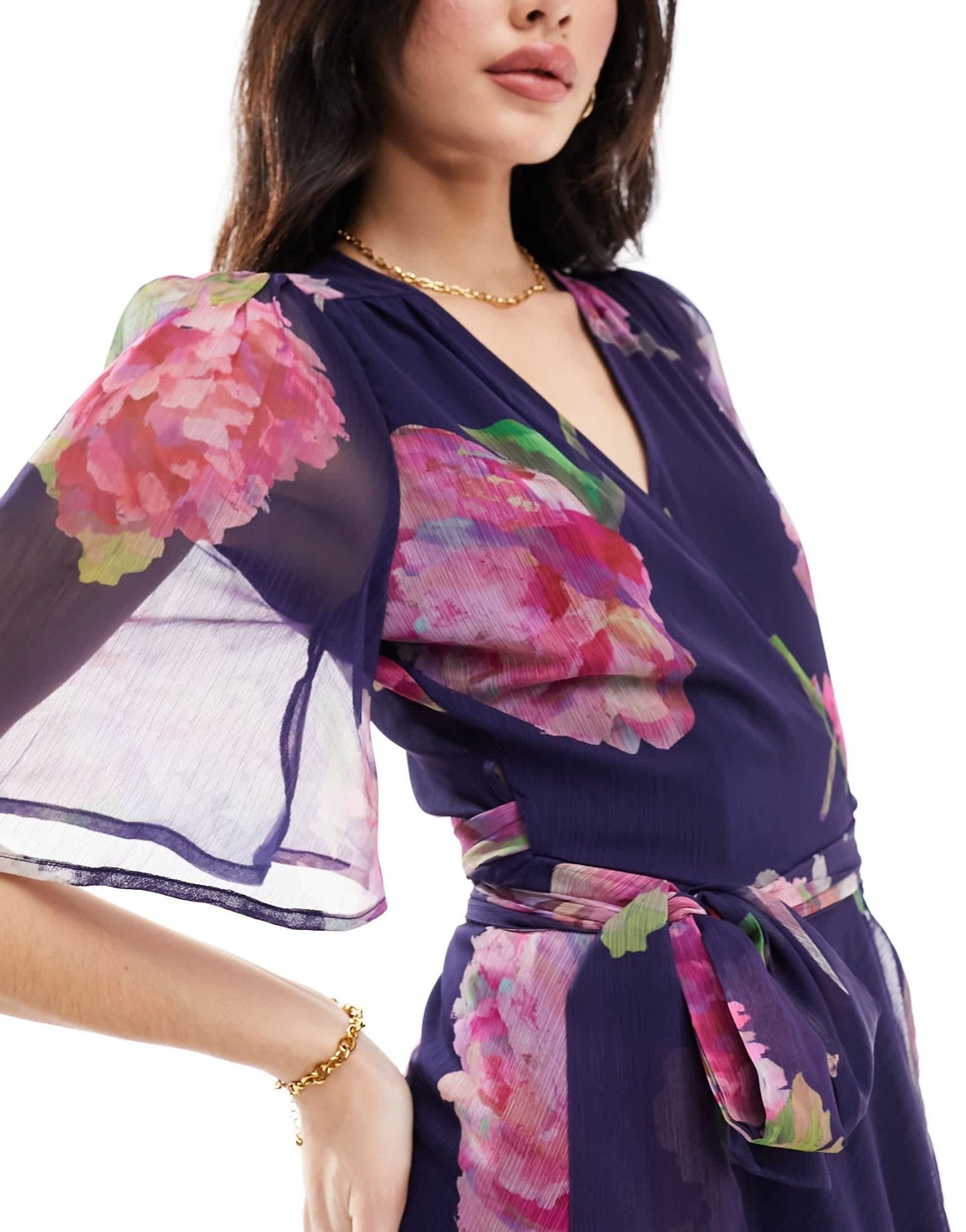Hope & Ivy ruffle wrap maxi dress in pink & navy - ASOS Sample Sale EU Store