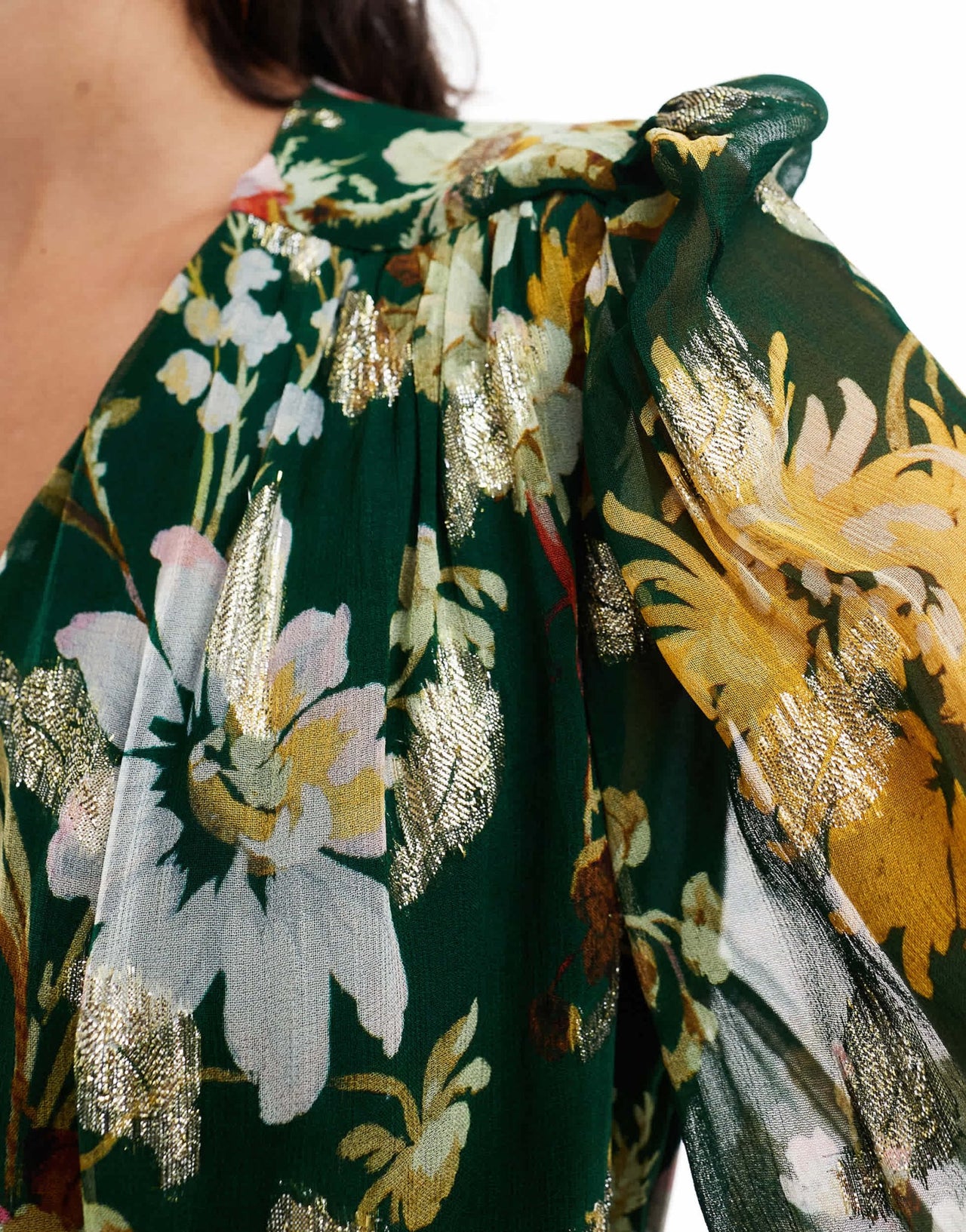 Hope & Ivy wrap front maxi dress in dark green floral with gold speck - ASOS Sample Sale EU Store