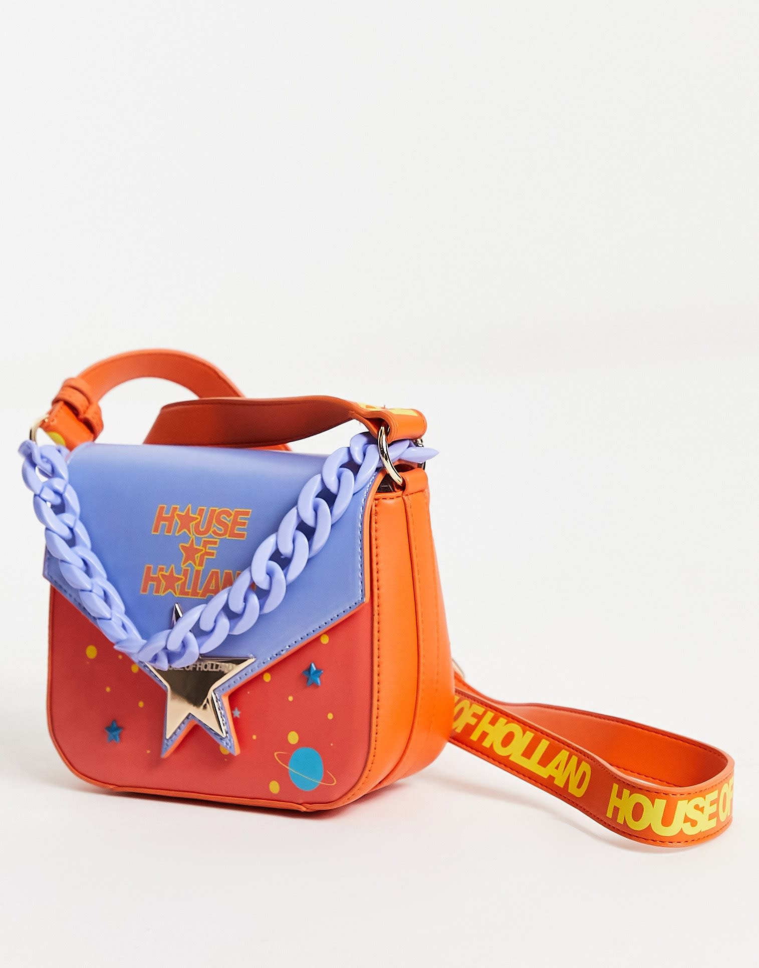 House of Holland chain detail shoulder bag in orange - ASOS Sample Sale EU Store
