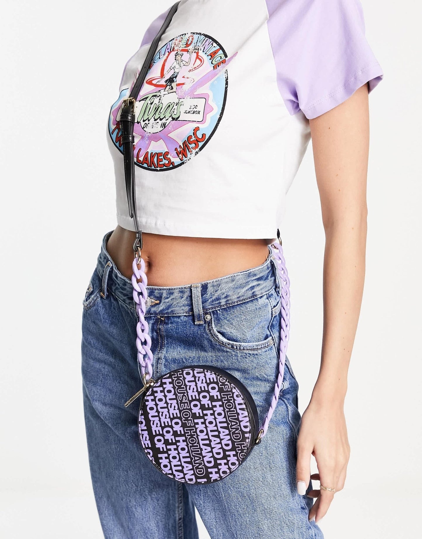 House of Holland chain strap round shoulder bag in black - ASOS Sample Sale EU Store