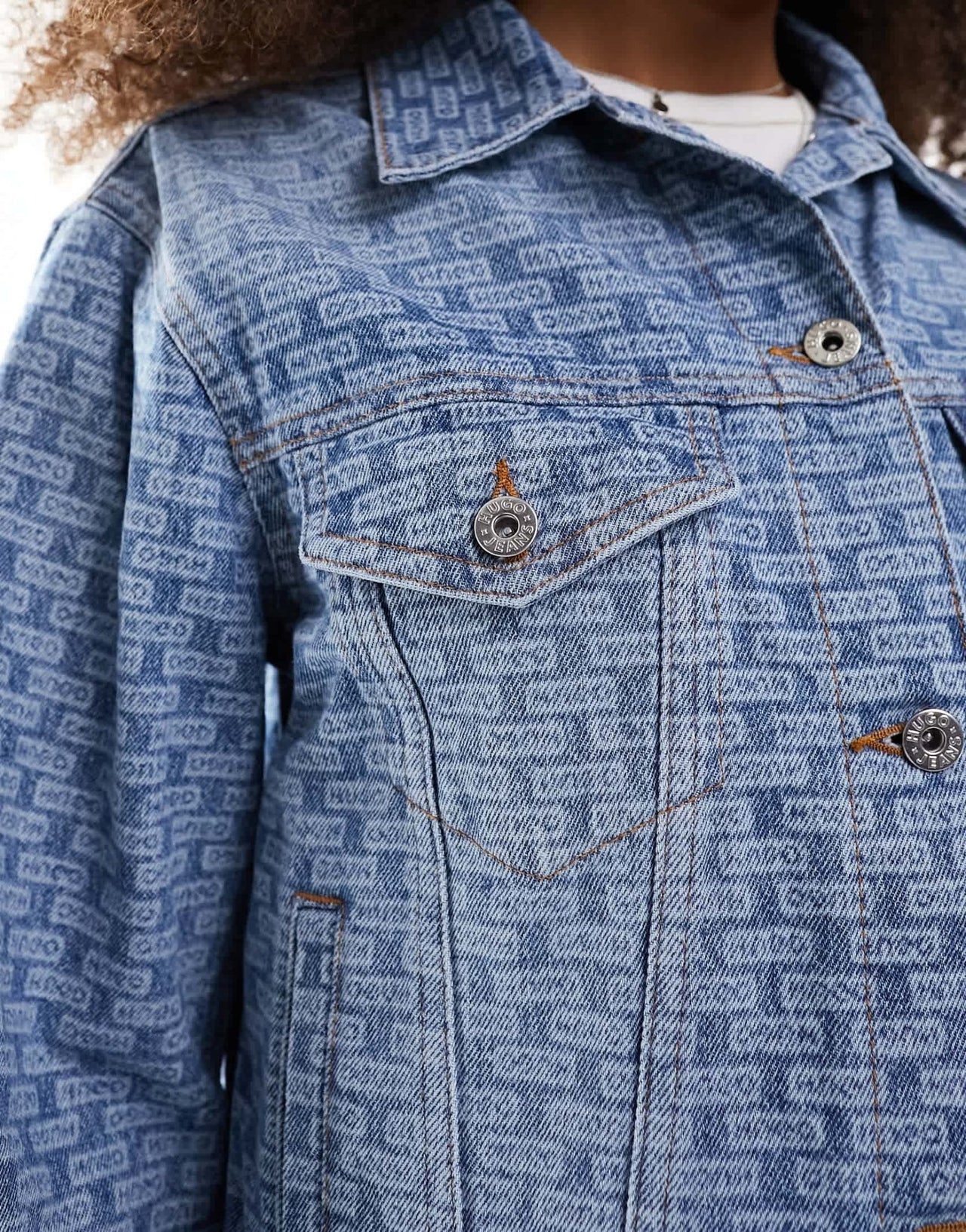 HUGO BLUE burnout denim jacket in mid blue - ASOS Sample Sale EU Store