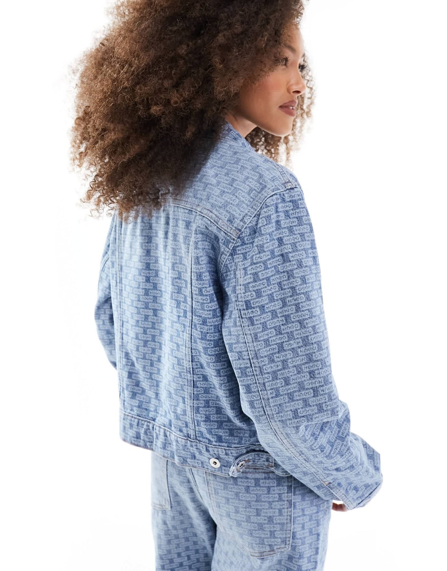 HUGO BLUE burnout denim jacket in mid blue - ASOS Sample Sale EU Store