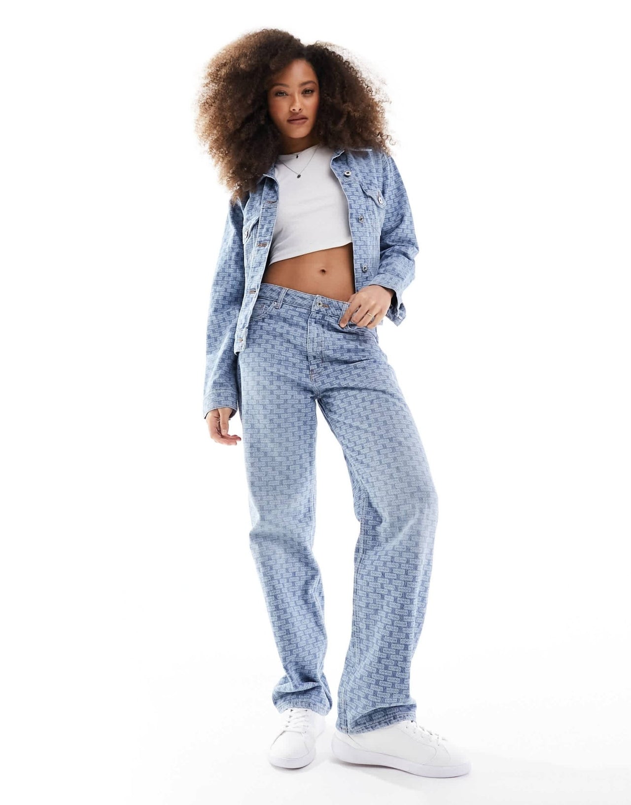 HUGO BLUE burnout wide leg jeans in mid blue - ASOS Sample Sale EU Store