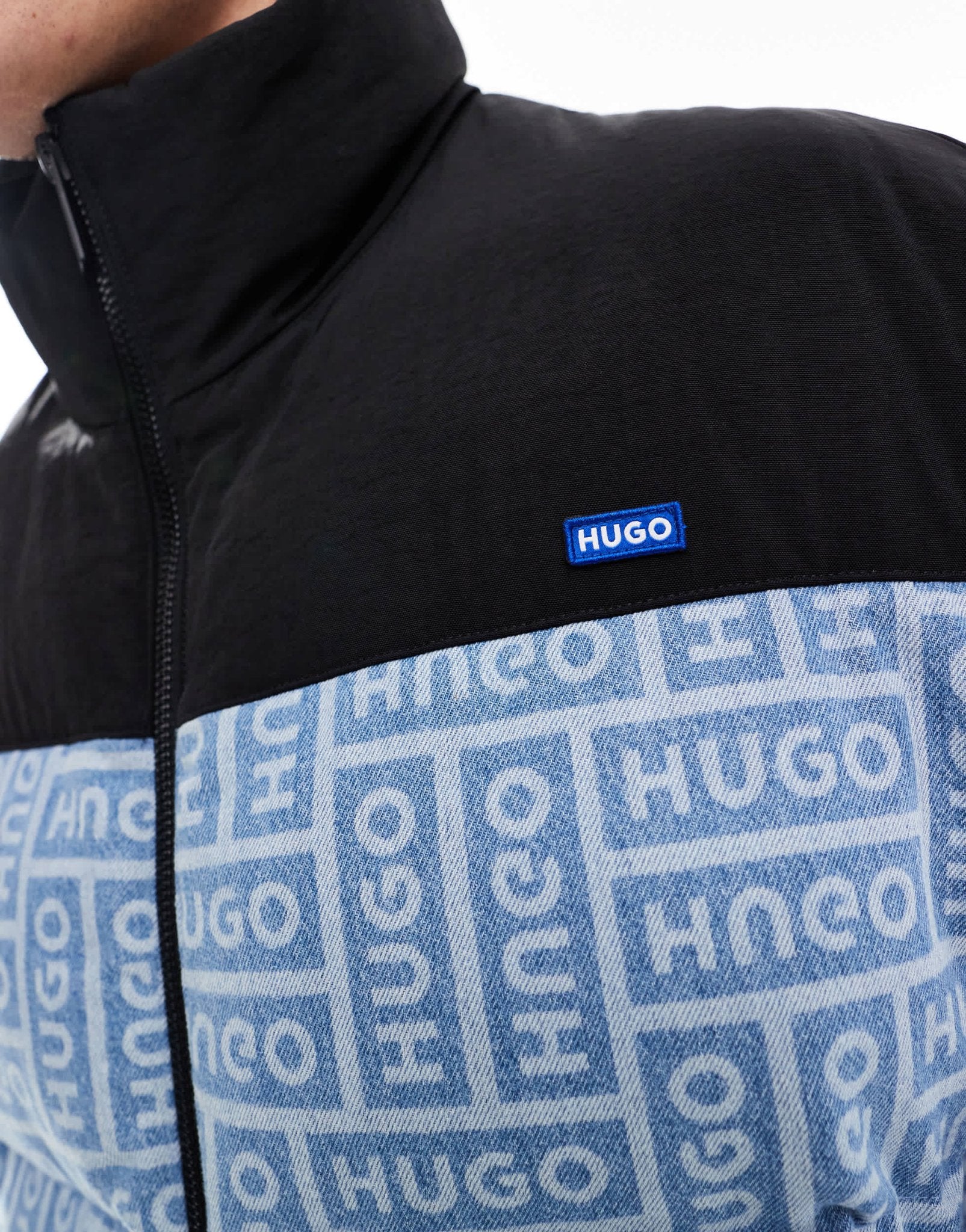 HUGO Blue byres puffer jacket in black and blue all over print - ASOS Sample Sale EU Store