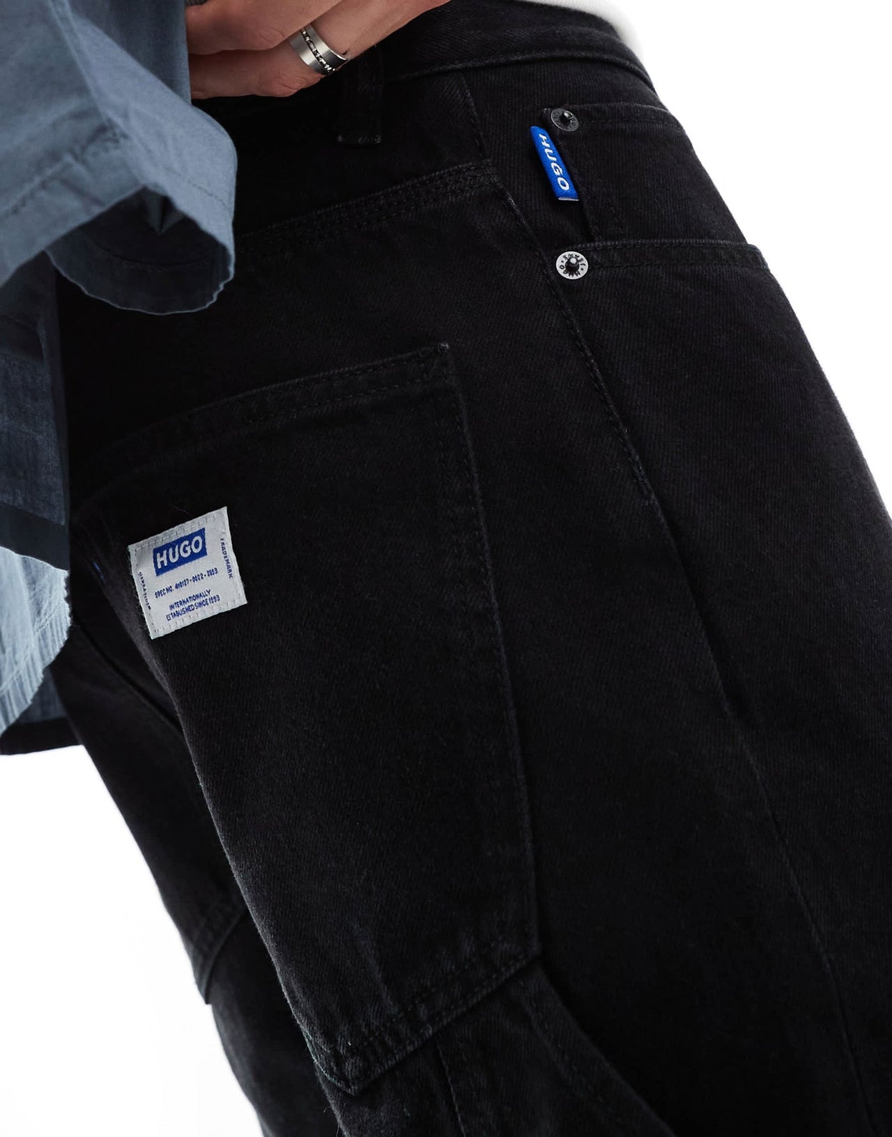 HUGO Blue carpenter 3 denim jeans in black - ASOS Sample Sale EU Store