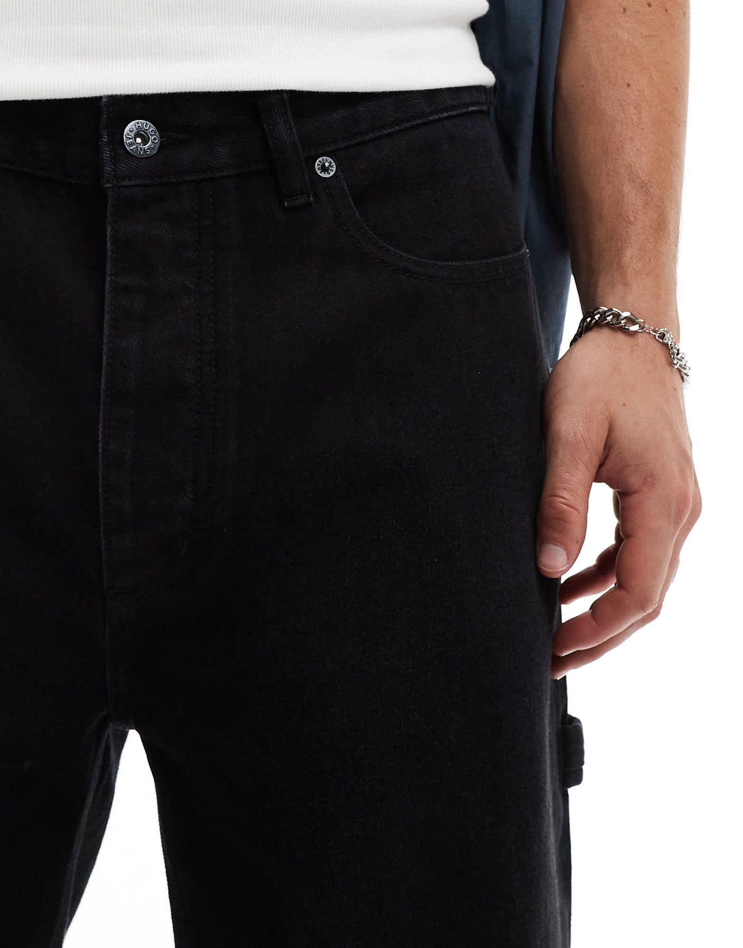 HUGO Blue carpenter 3 denim jeans in black - ASOS Sample Sale EU Store