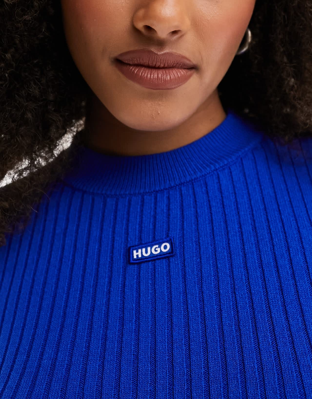 HUGO BLUE crop light knit jumper in blue - ASOS Sample Sale EU Store