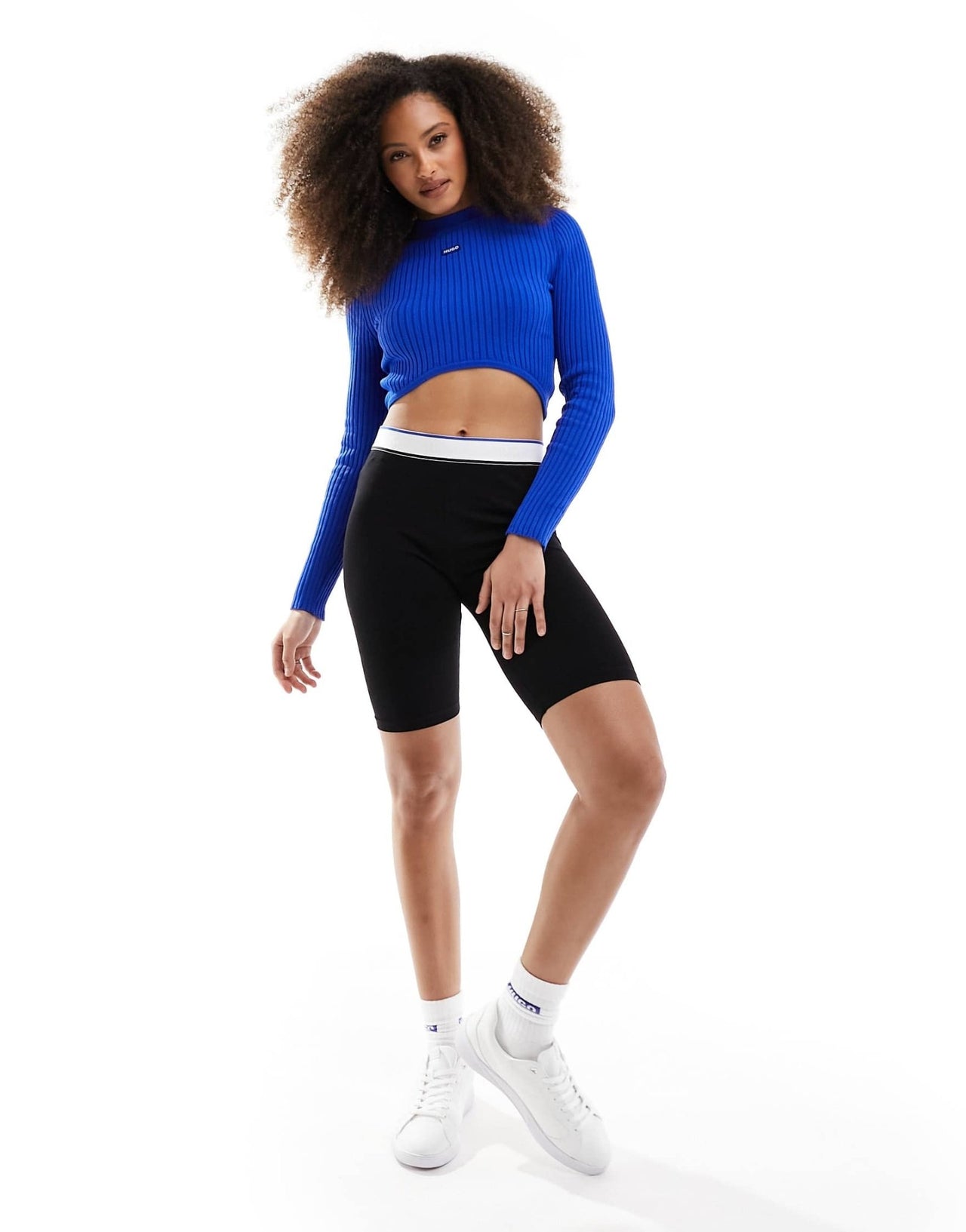 HUGO BLUE crop light knit jumper in blue - ASOS Sample Sale EU Store